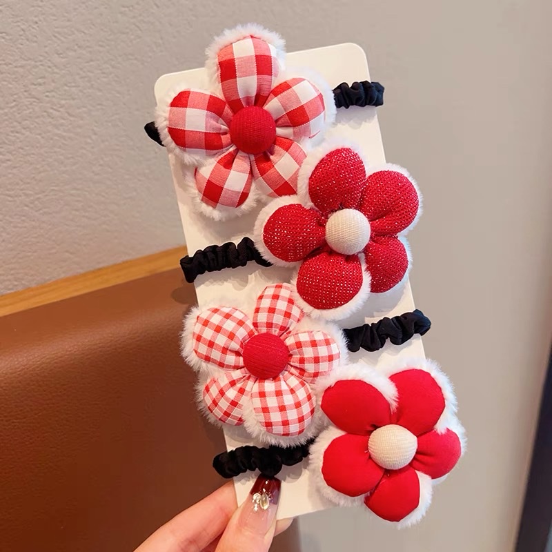 Children's red flower hair bands are festive and versatile Specification image