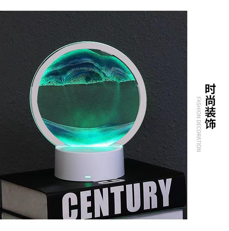 Creative And Simple 3D Quicksand Nightlight Usb Nightlight Atmosphere Lighting Gift Light Battery Case Usb Dual-Use Art Lighting Decompression Boredom Home Lighting Touch Switch undefined