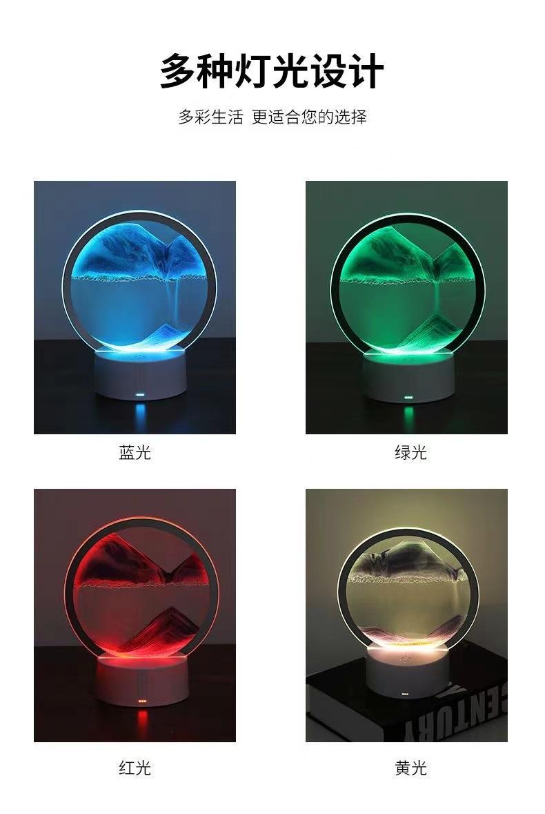 Creative And Simple 3D Quicksand Nightlight Usb Nightlight Atmosphere Lighting Gift Light Battery Case Usb Dual-Use Art Lighting Decompression Boredom Home Lighting Touch Switch undefined