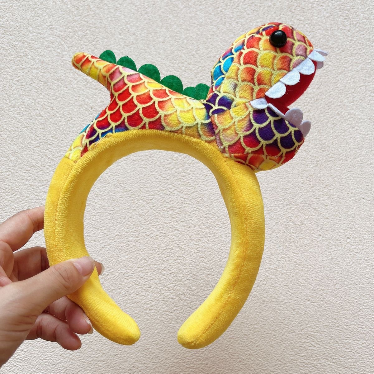 可爱卡通发箍搞怪恐龙头饰超萌恐龙洗脸拍照成人儿童表演发卡可爱公仔卡通发束发带洗脸活动头饰