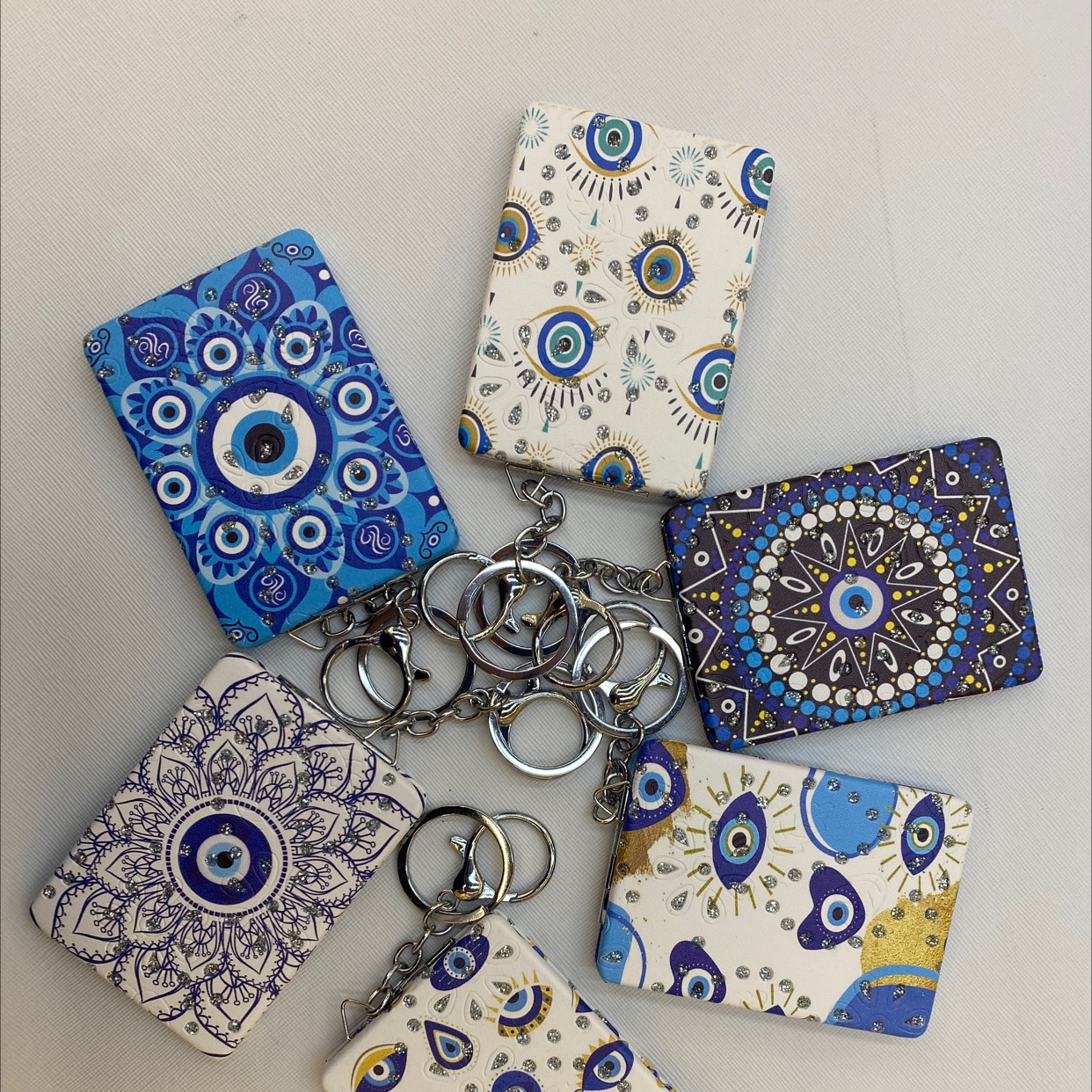 Pu Leather Mirror Key Blue Eye Series 003 Specification drawing