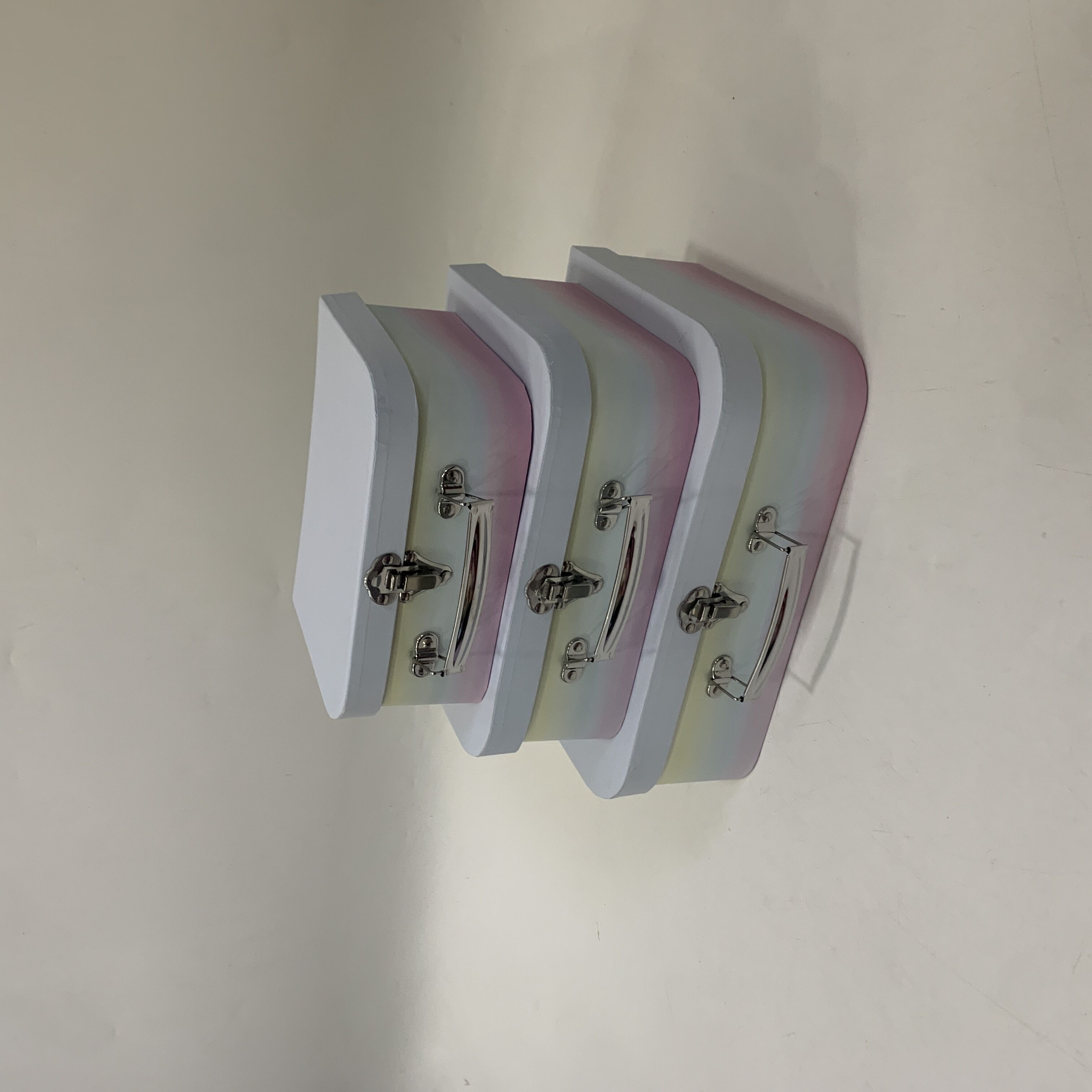 彩虹色手提箱套三大中小化妆品收纳礼品盒