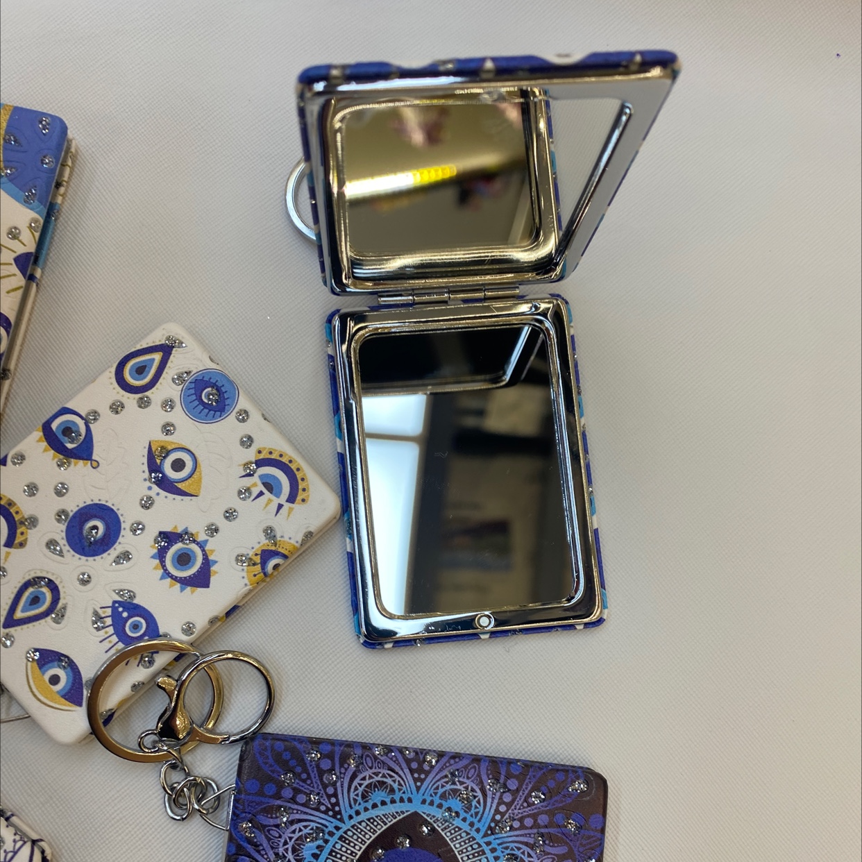 Pu Leather Mirror Key Blue Eye Series 003 Item Picture