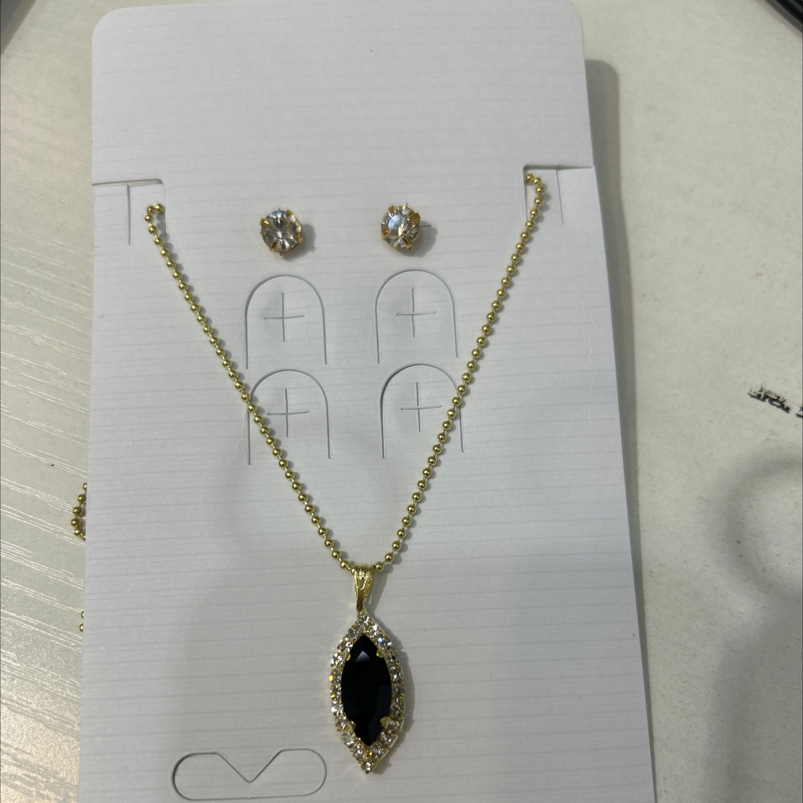 马眼玻璃吊坠耳钉水钻钻石项链套装链