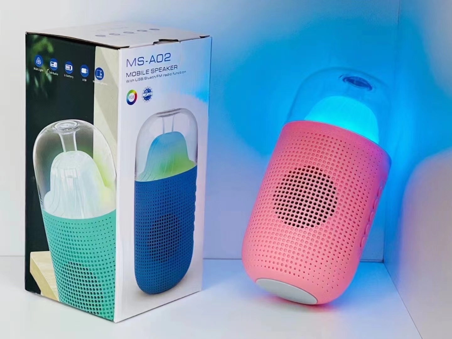 M S-A02 Bluetooth speaker, lighting and sound system, card slot speaker, portable speaker details Picture