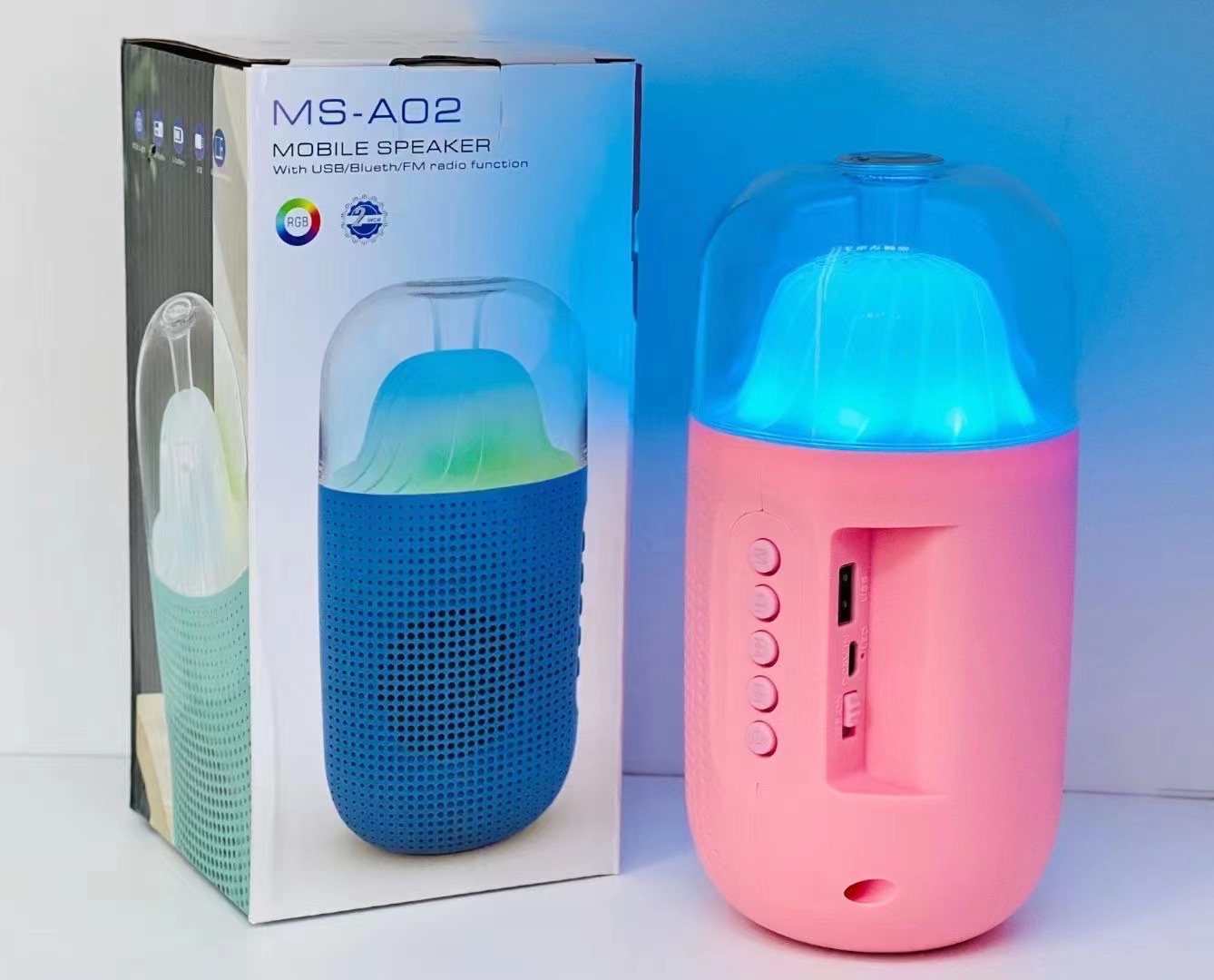 M S-A02 Bluetooth speaker, lighting and sound system, card slot speaker, portable speaker Specification image