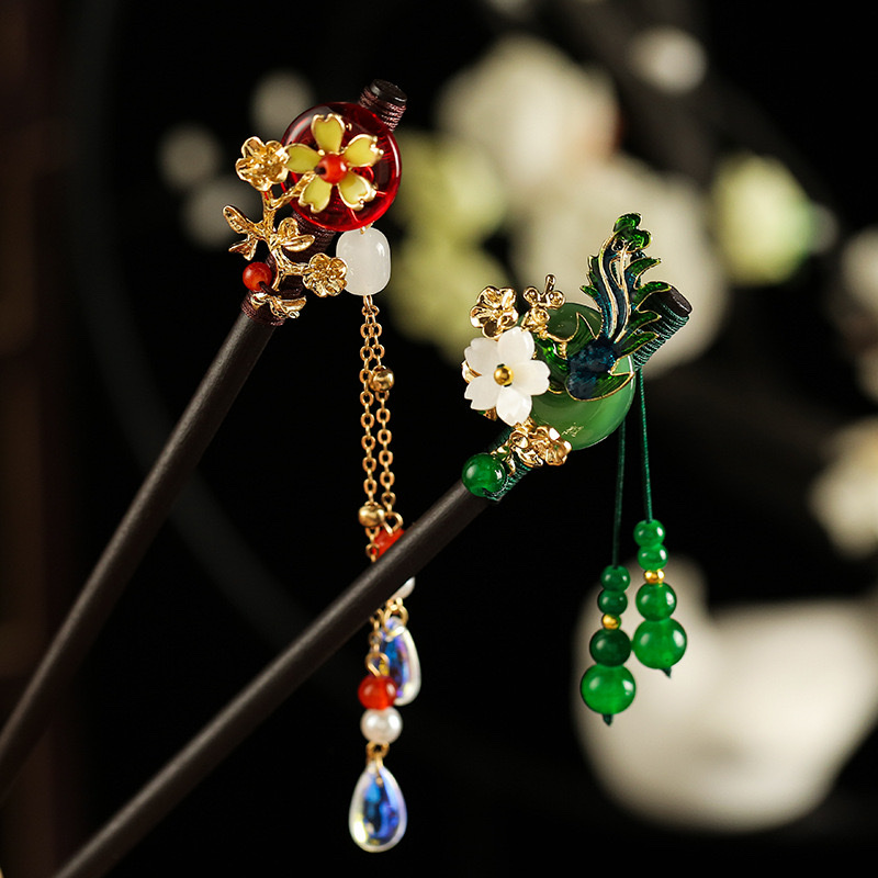 Antique Style Hairpin Wooden Fringe Step Shake Hair Clasp Female Advanced Sense Simple Modern Imitation Ebony Hair Hair