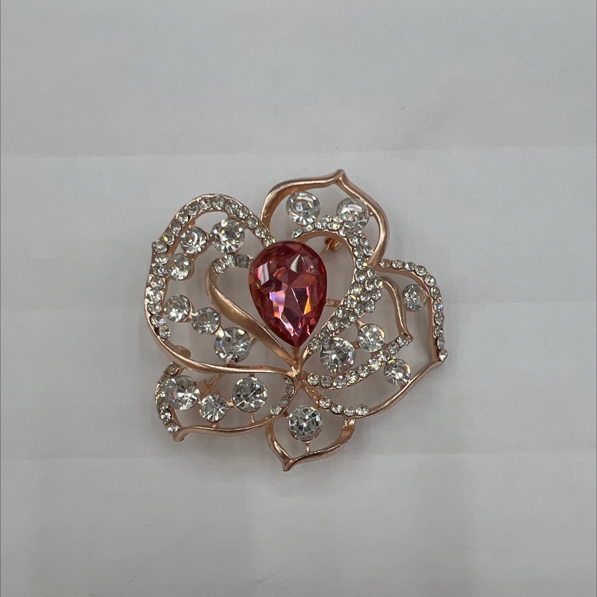 宏泰饰品国潮系列精致玻璃水钻花朵胸针