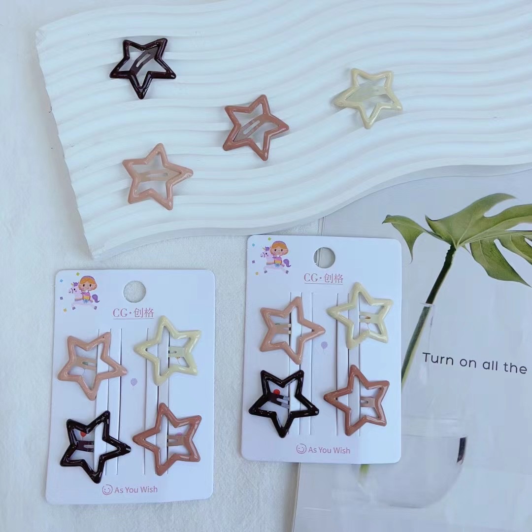 Cute small BB clips for children, broken hair clips for girls, bangs clips for babies, girl headwear, five-star hair clips