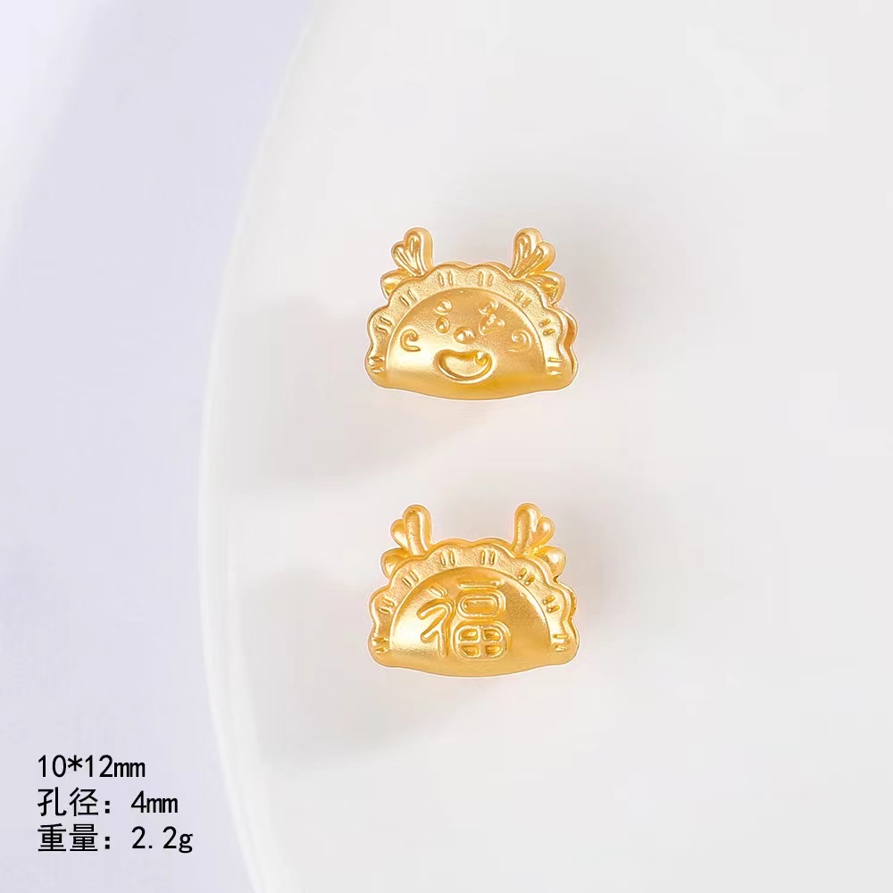 2024 New Dragon Year Accessories: Golden alloy electroplated dragon Steamed Dumplings, zodiac dragon dumplings, dragon head diy accessories, in stock and wholesale