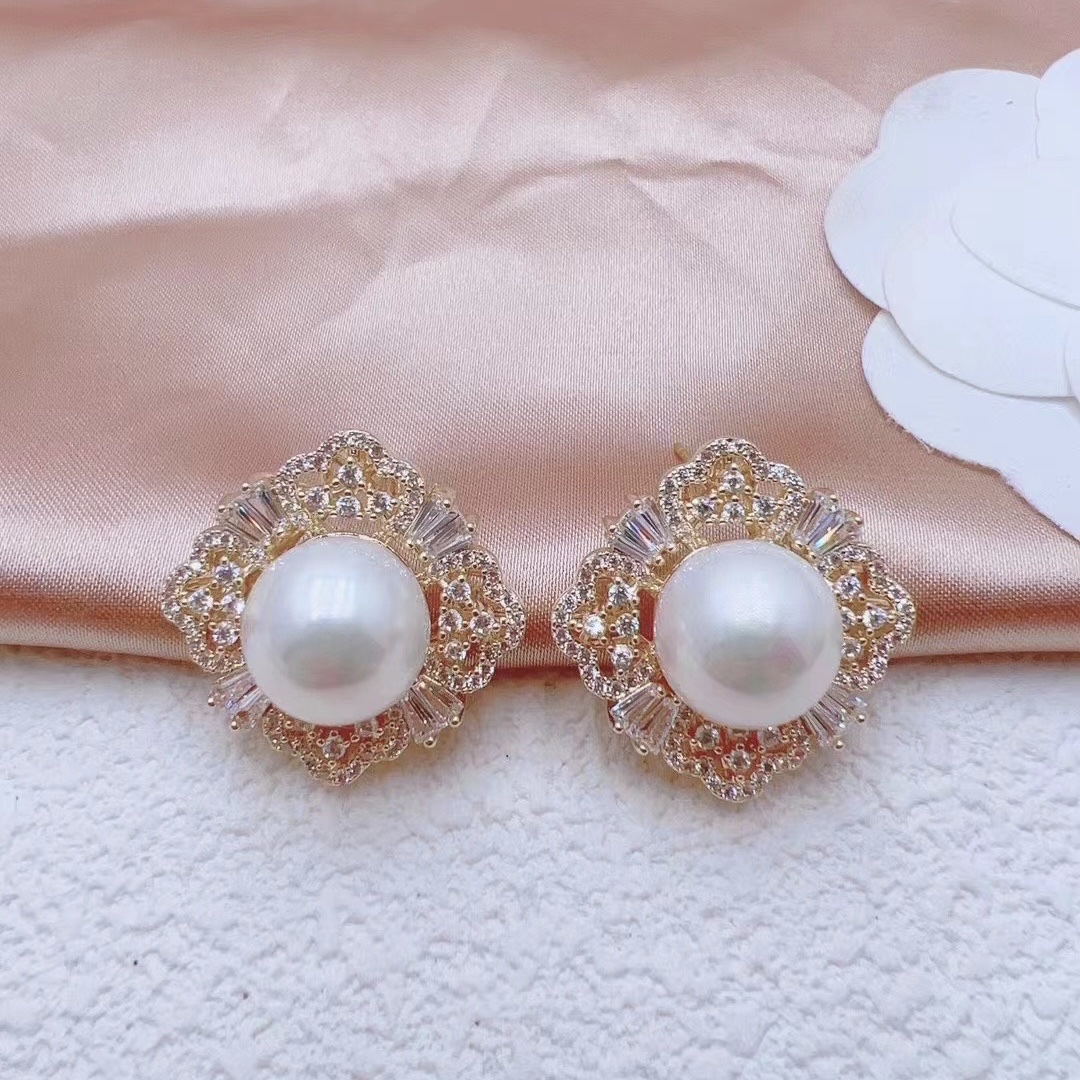 Genuine Heavy Duty Zircon Pearl Earrings Specification drawing