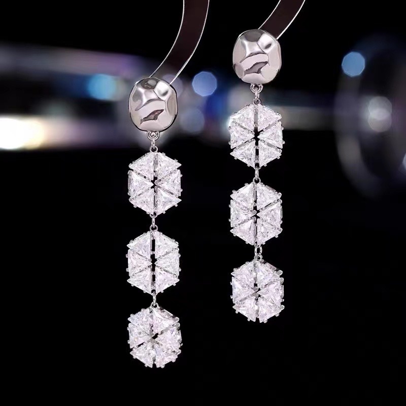 Fashion Trend Zircon Long Earrings Specification drawing