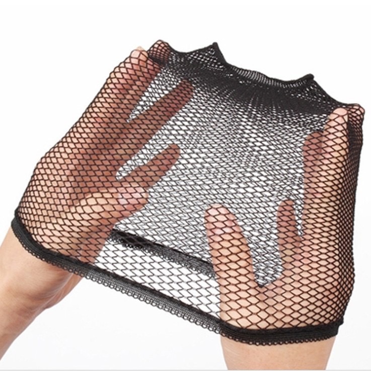 The black mesh cap of the high-elasticity wig is open at both ends Specification image