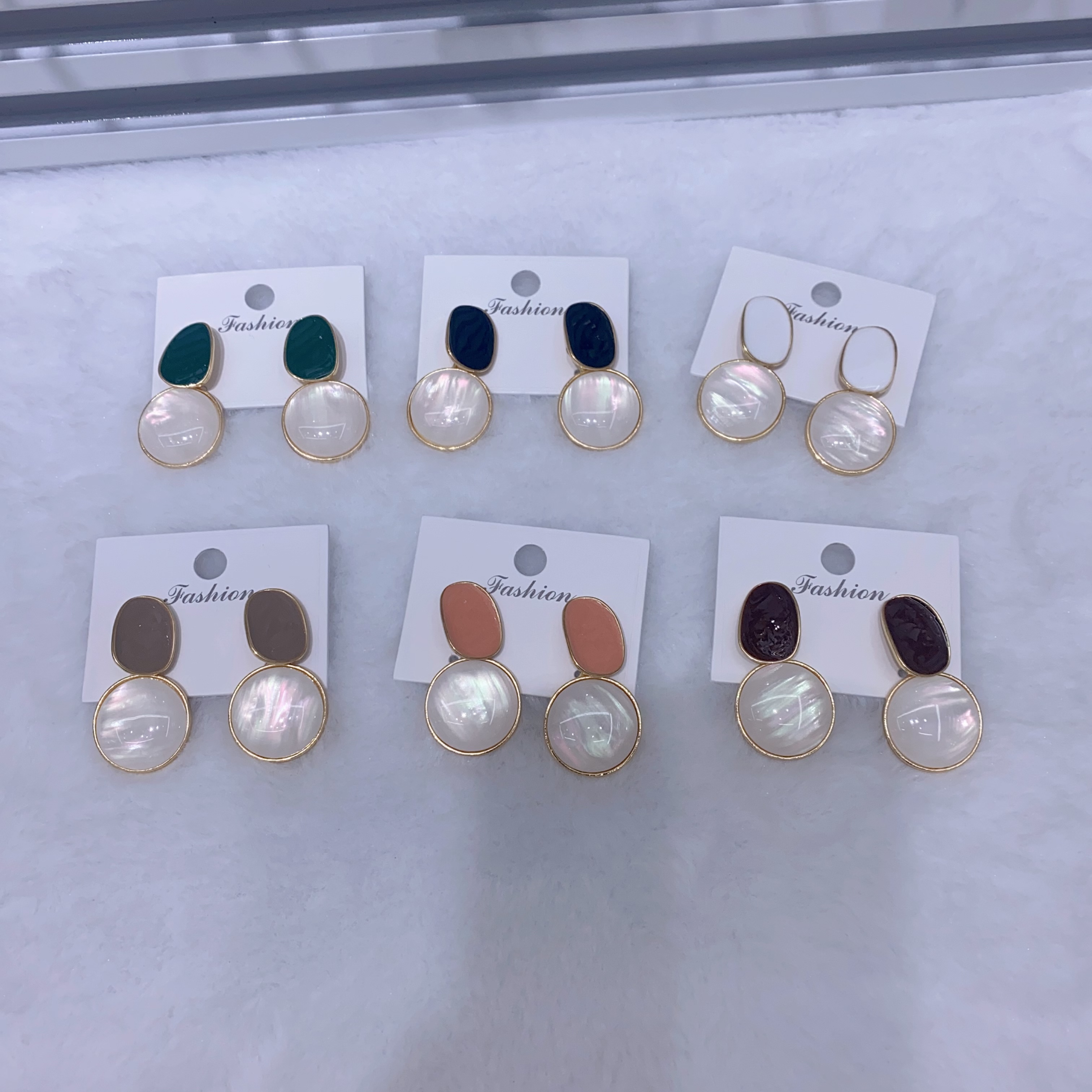New imitation shell oil drop earrings, heavy industry high-end style earrings, Nan Nan Accessories -020