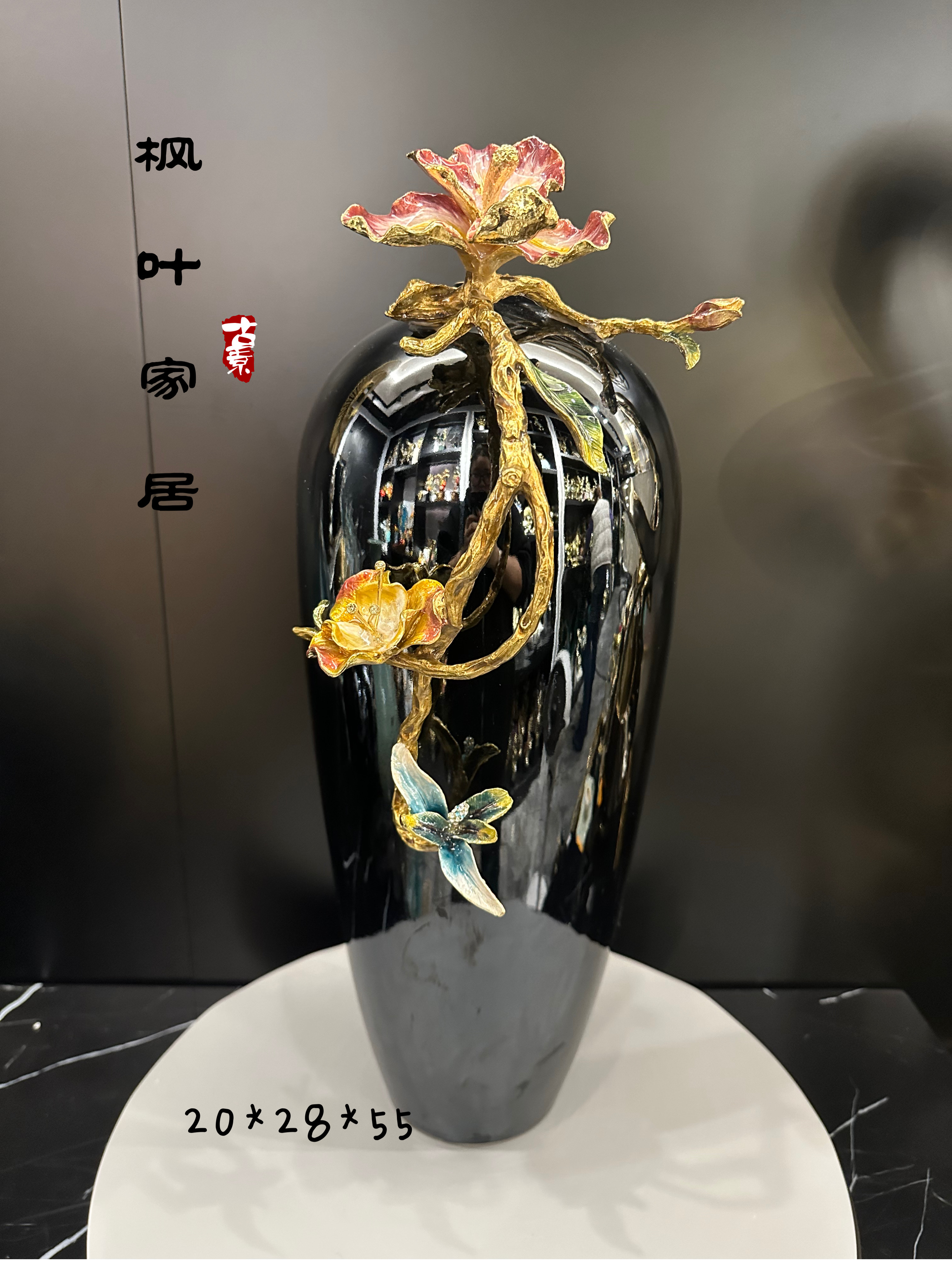 Enamel-painted ceramic vases, living room entrance hall home flower arrangements, new Chinese-style TV cabinets, soft decorative items