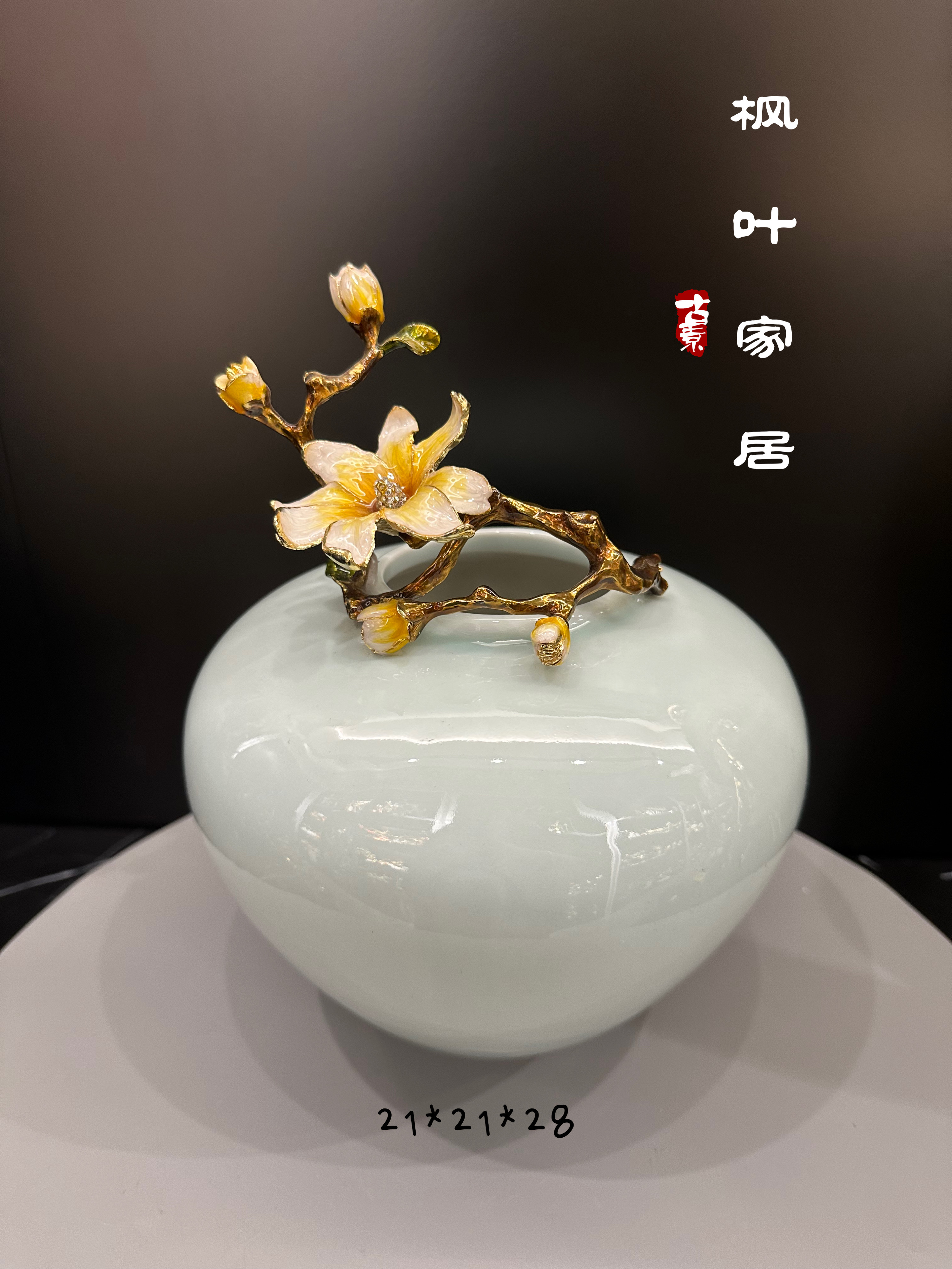 New Chinese-style ceramic living room decorative items, enamel color decorative items, light luxury enamel color decorative vases details Picture