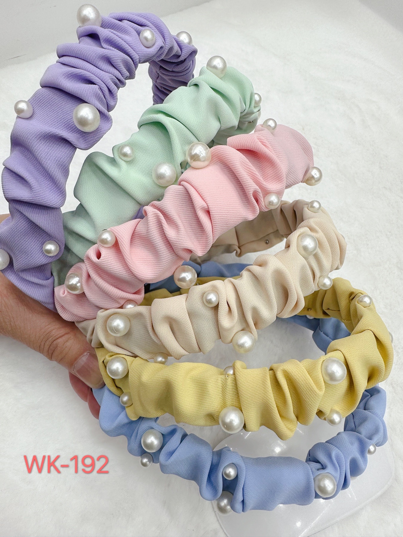 Korean Cloth Crepe With Pearl Spring Tie 6-Color Headband
