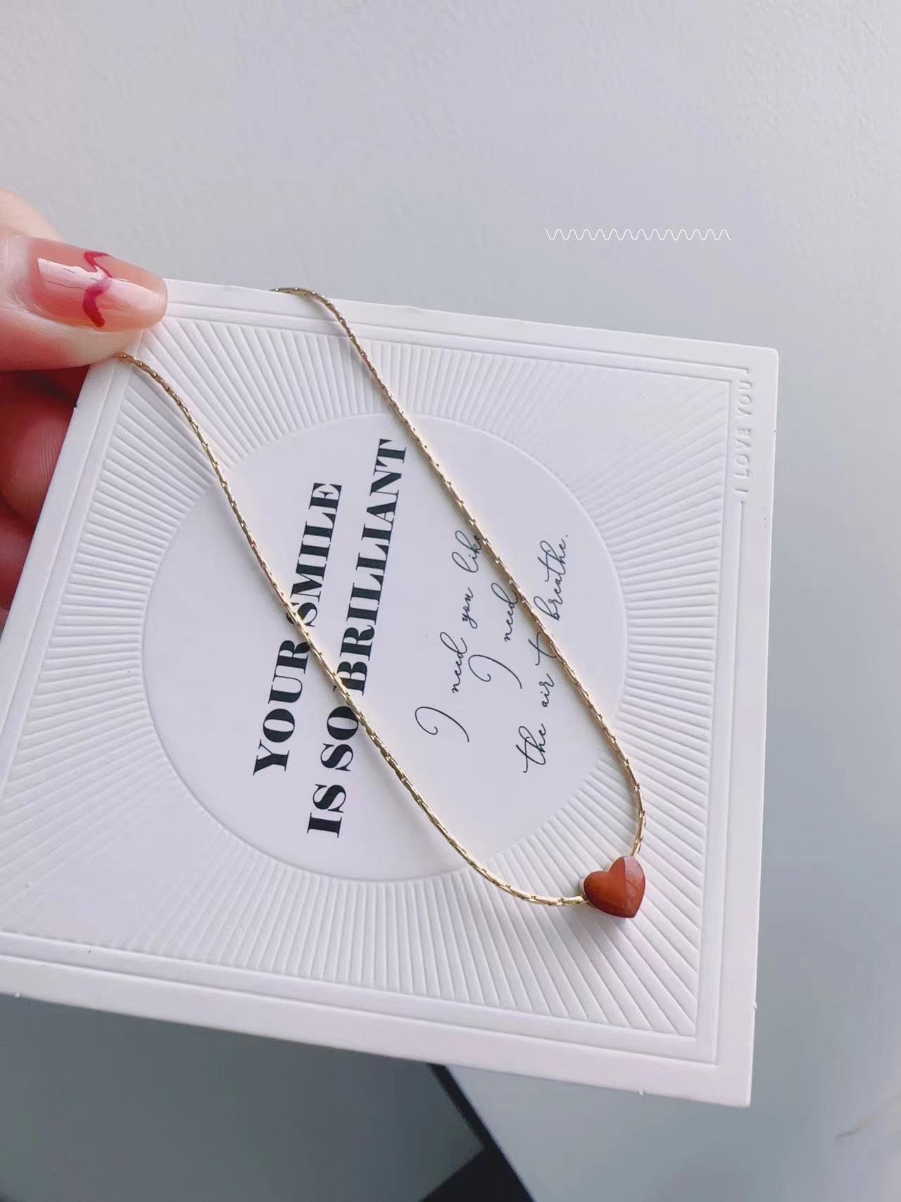 钛钢心形锁骨链红心保色项链TX