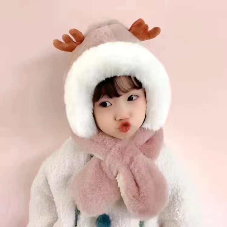 Children's Plush Two-Piece Winter Warm Hat