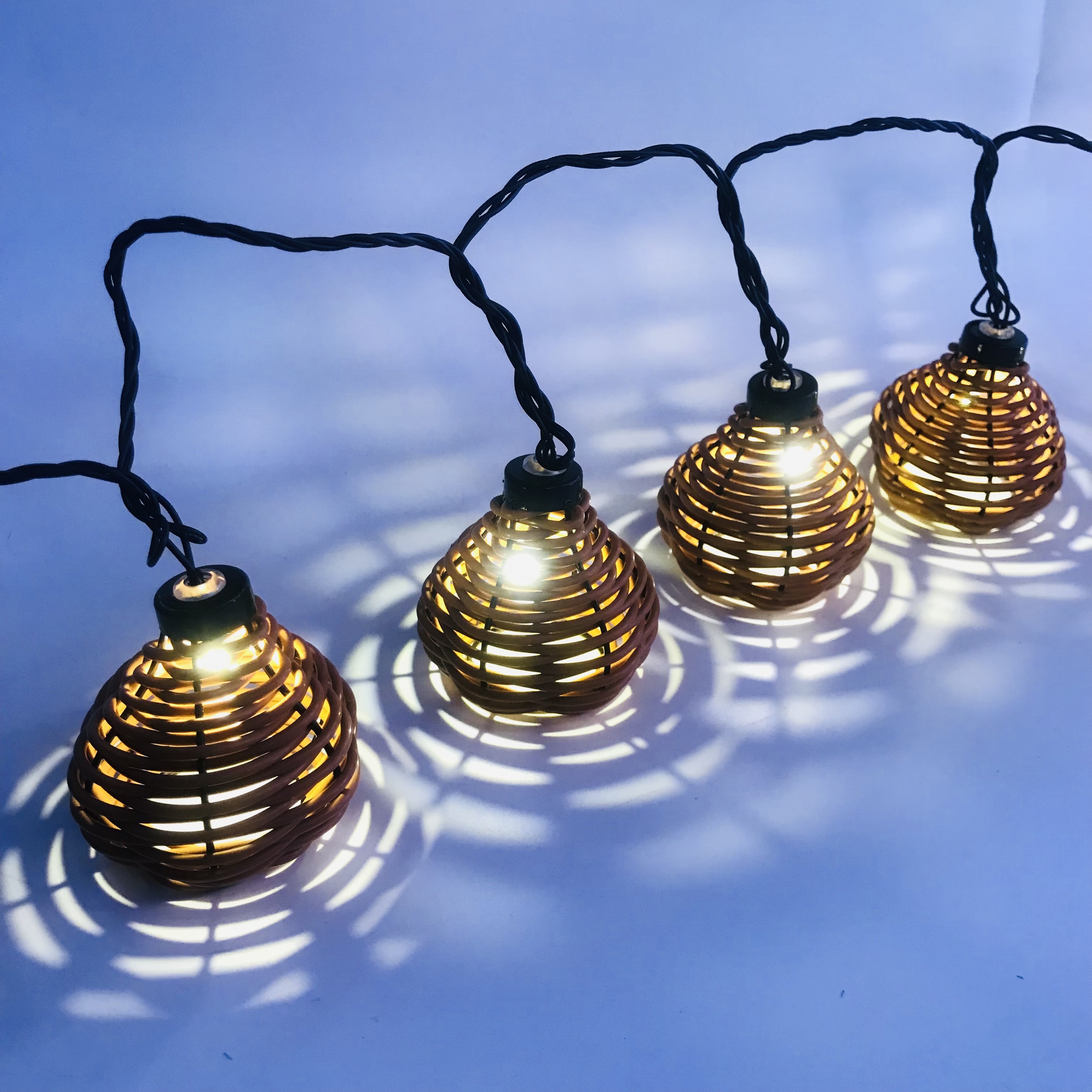 10L lanterns, garden lamps, woven ball lamps, rattan ball lamps, string Christmas lights, colorful lights, warm white Specification image