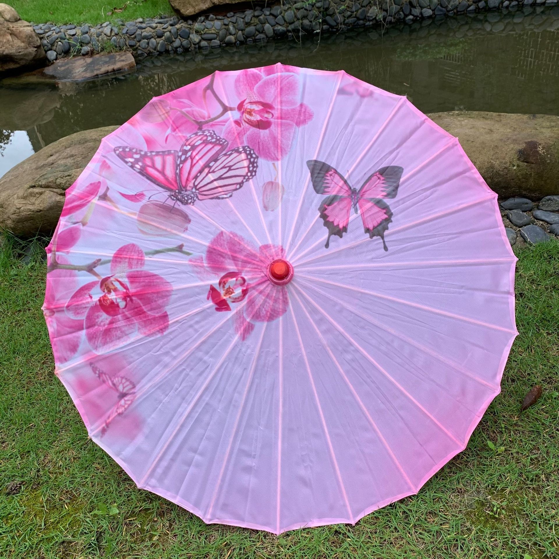 中式古风伞绸布伞油纸伞汉服伞拍照伞大花伞吊顶装饰雨伞白底实物图