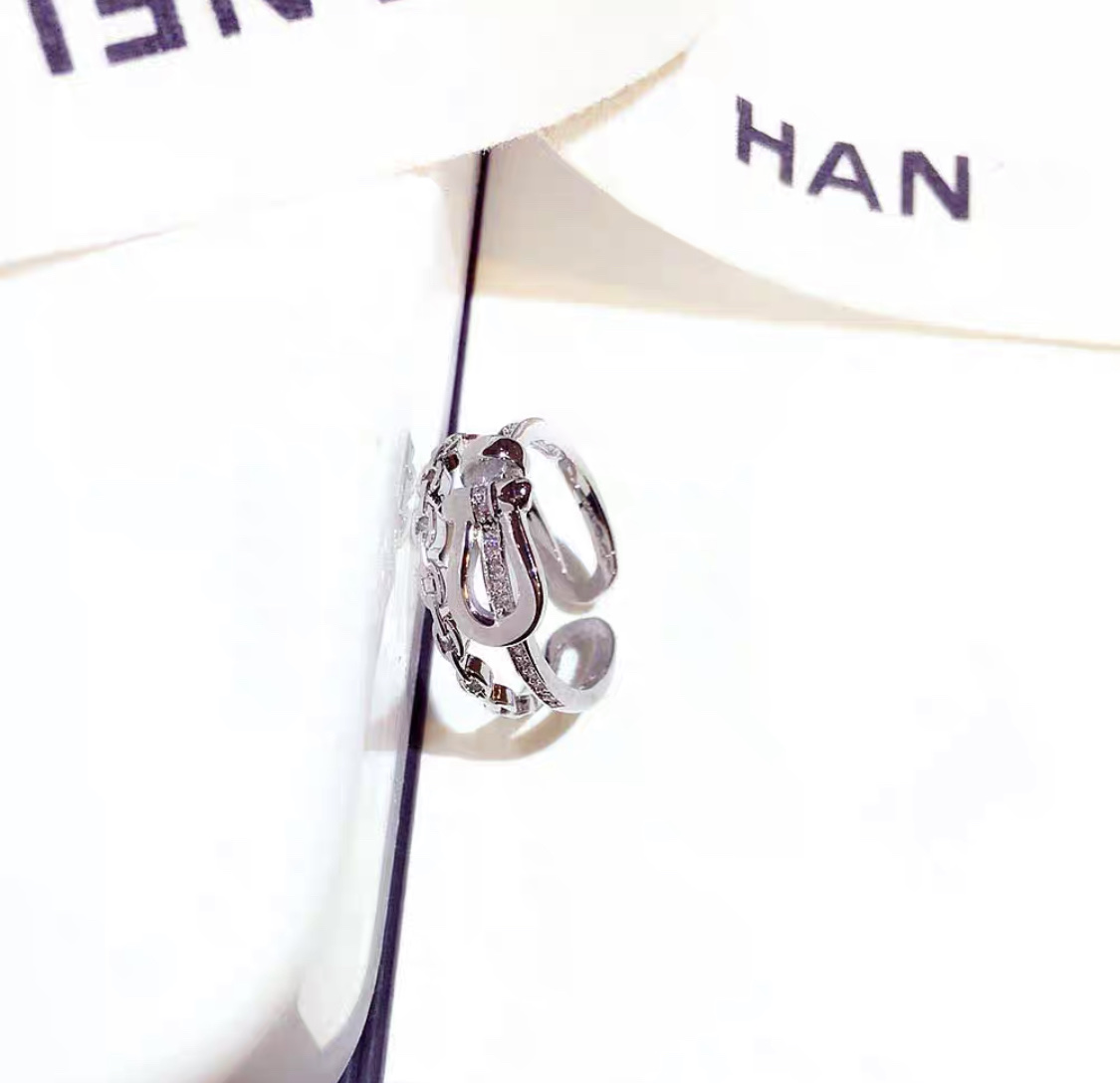 Fashion Simple Chain Ring Network Red Retro Niche Design Open Index Finger Hollow Ring Female Specification drawing