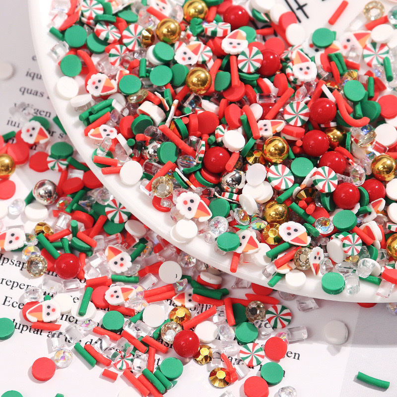 圣诞节系列软陶片 圣诞老人雪人diy美甲点缀装饰品盒装配件女图