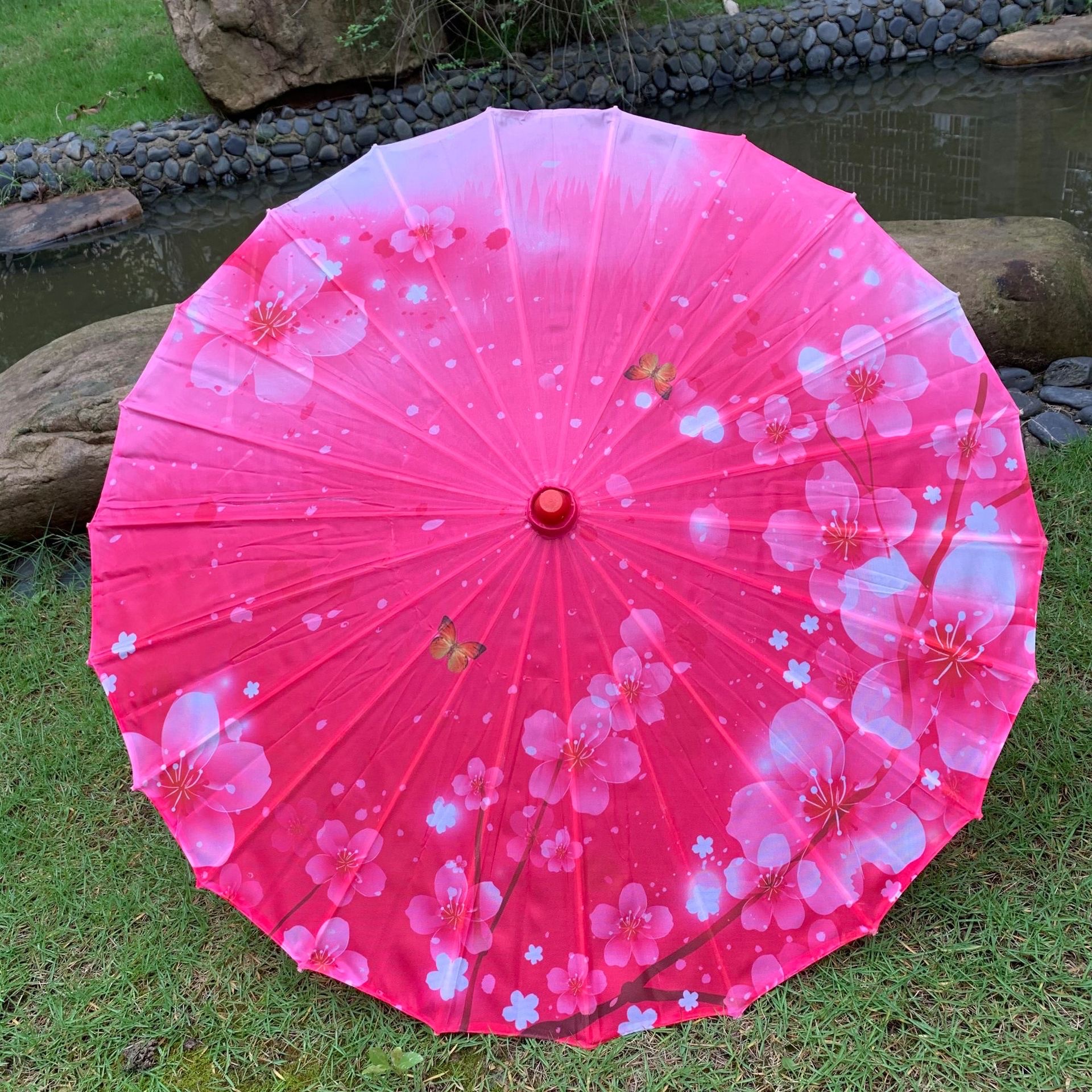 中式古风伞绸布伞油纸伞汉服伞拍照伞大花伞吊顶装饰雨伞细节图