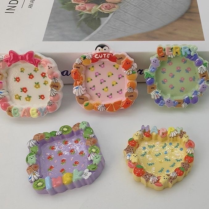 加厚彩色亮面滴油相框大号树脂diy奶油胶小配件手机壳发夹自制鞋