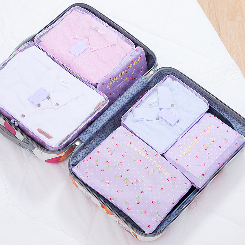Manufacturer's travel storage six-piece set, luggage, clothing, waterproof organization, underwear classification storage bag, large board 6-piece set Item Picture
