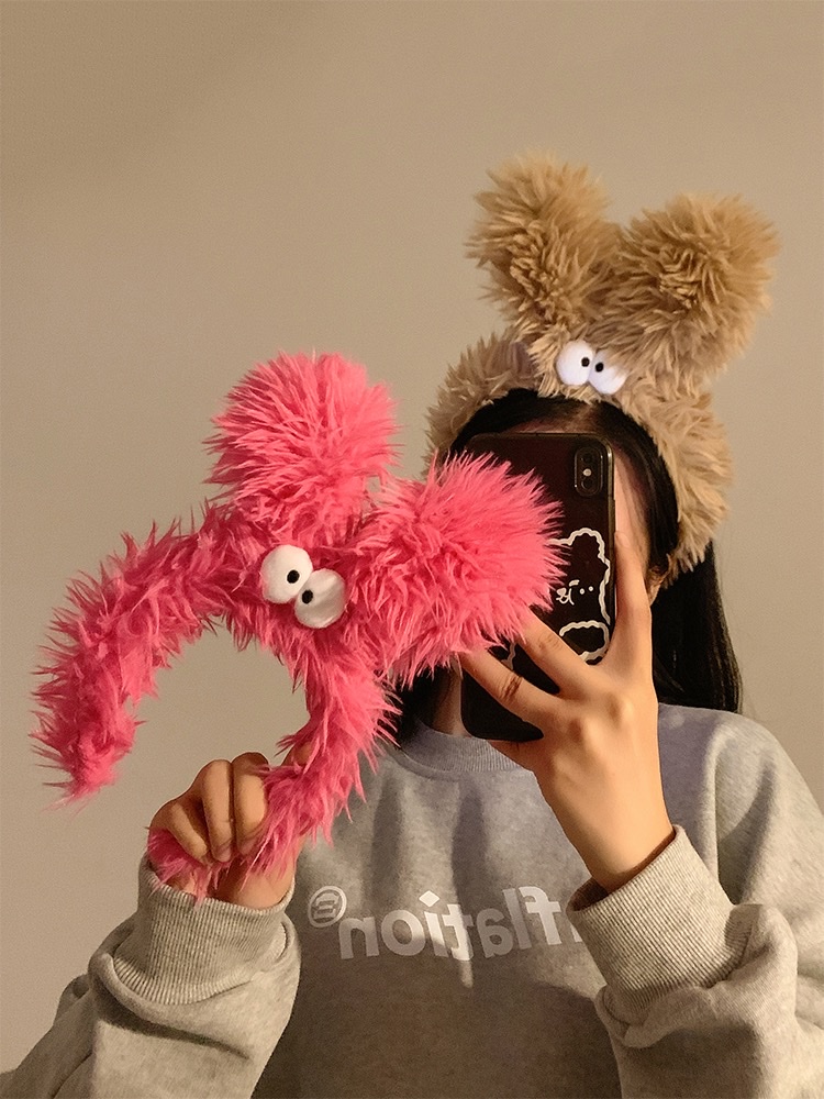 Caring Instructions for Funny Girl Big Eyes Plush Hair Hoops