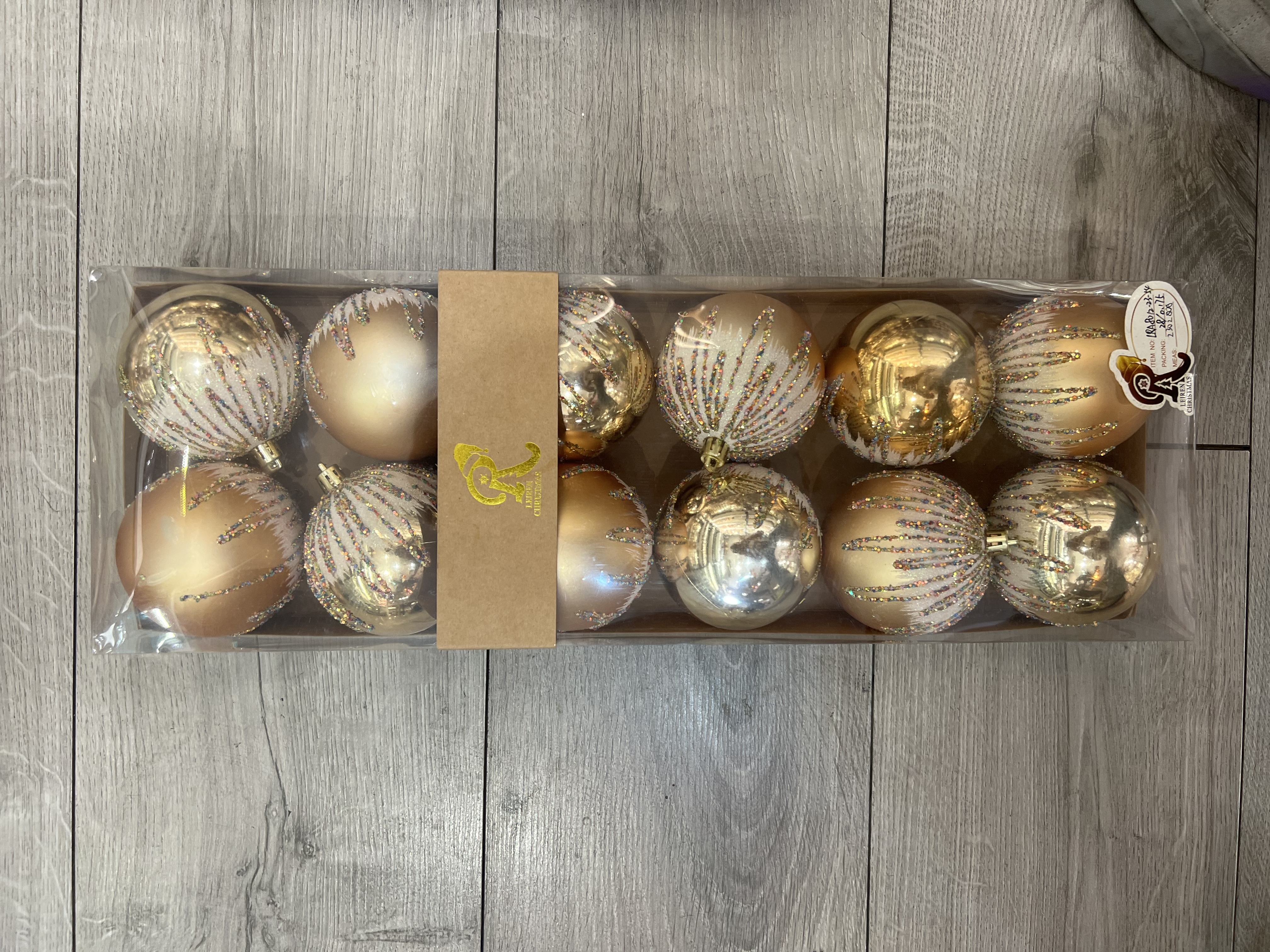 圣诞节装饰8公分圣诞球彩绘球 纸盒加腰封