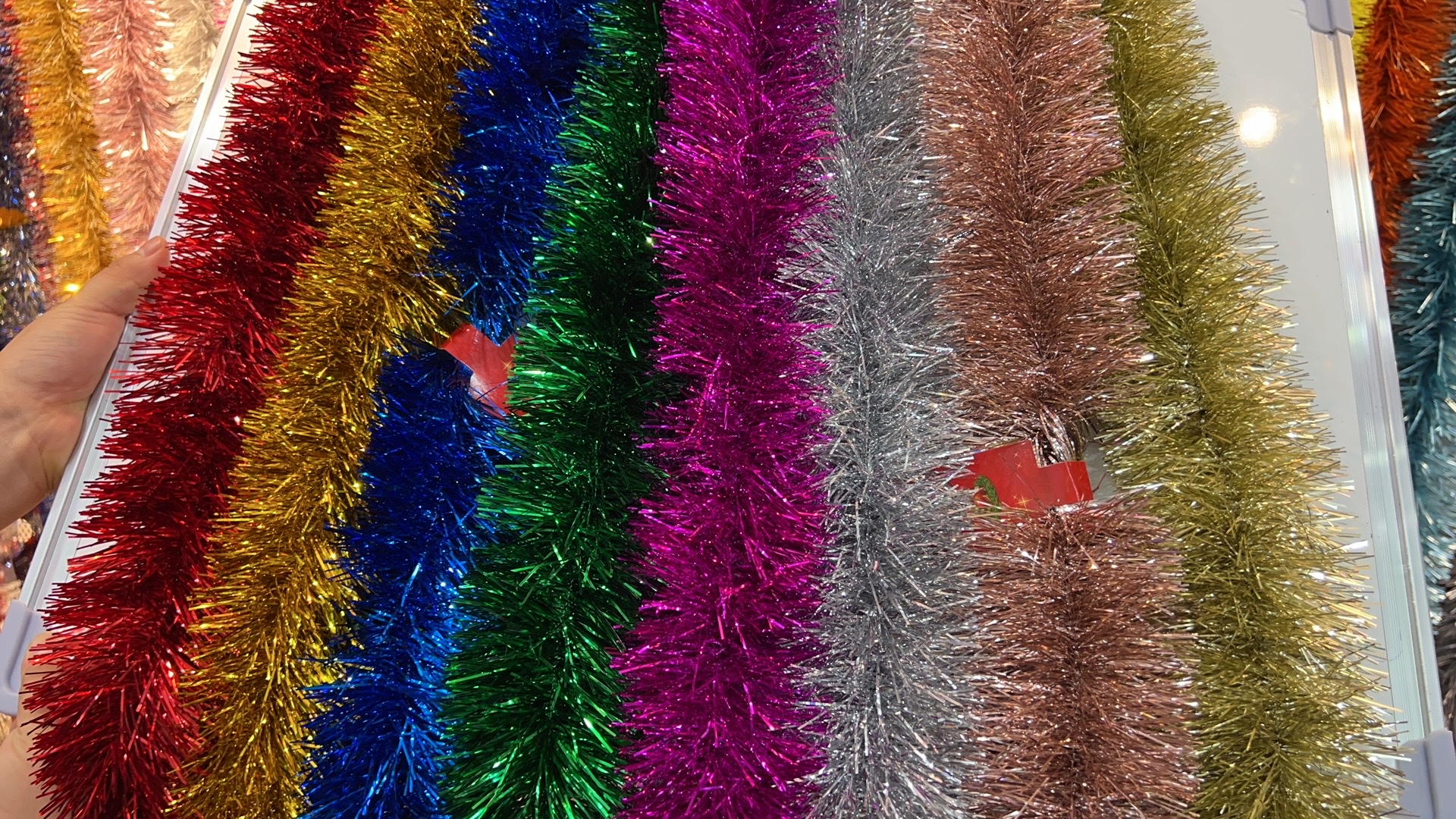 亮光平色圣诞毛条