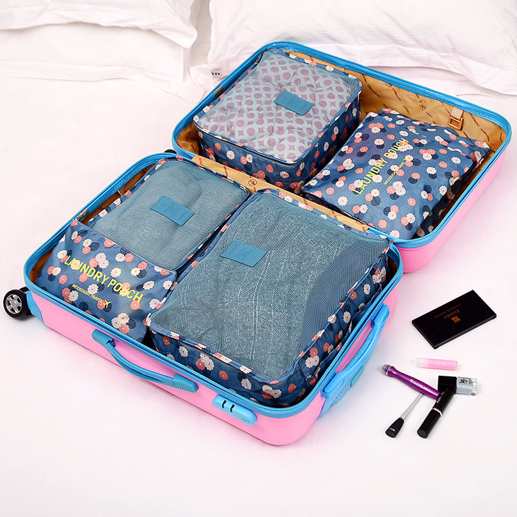 Manufacturer's travel storage six-piece set, luggage, clothing, waterproof organization, underwear classification storage bag, large board 6-piece set Specification image