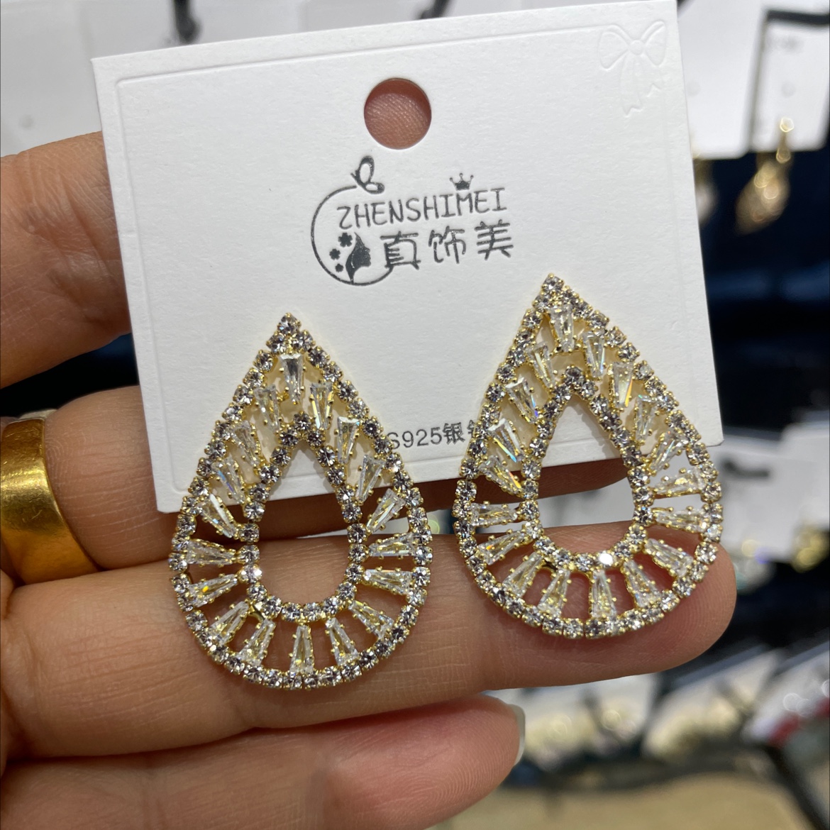2023年大爆款大水滴锆石耳钉精美耳环饰品925针饰品饰品饰品