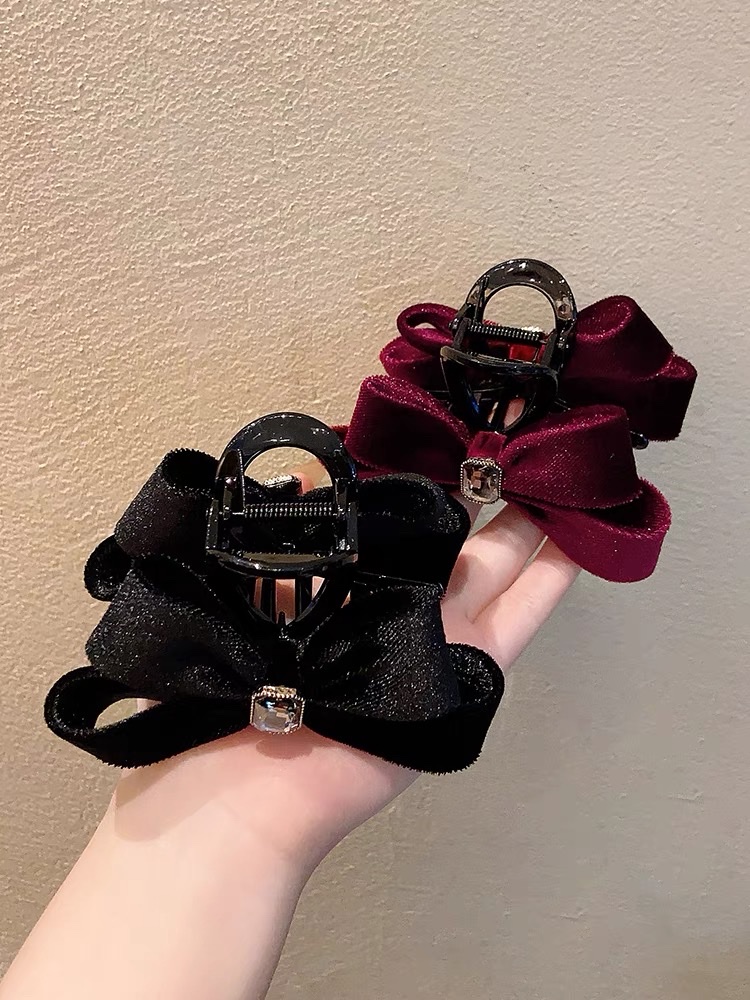 新款黑色气质蝴蝶结抓夹女大号发量多发夹后脑勺发抓