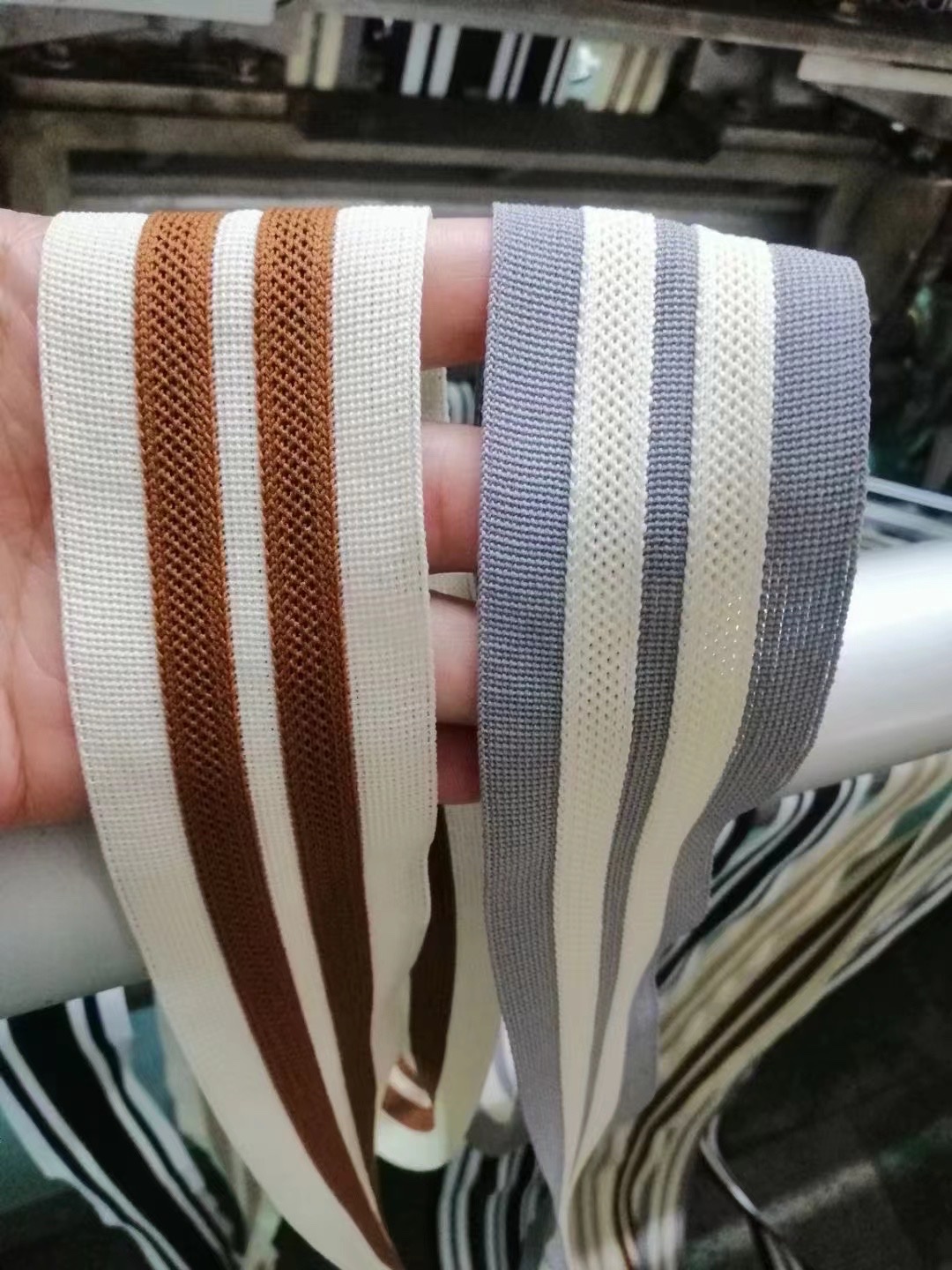 5Cm High Elastic Knit Sports Casual Pants With Stylish Side Embellishments With Micro-Elastic Intercolored Striped Float Strand