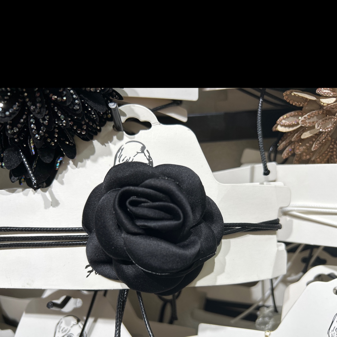 山茶花项链女配饰choker项圈黑色玫瑰花颈带脖饰颈花颈链脖子系花