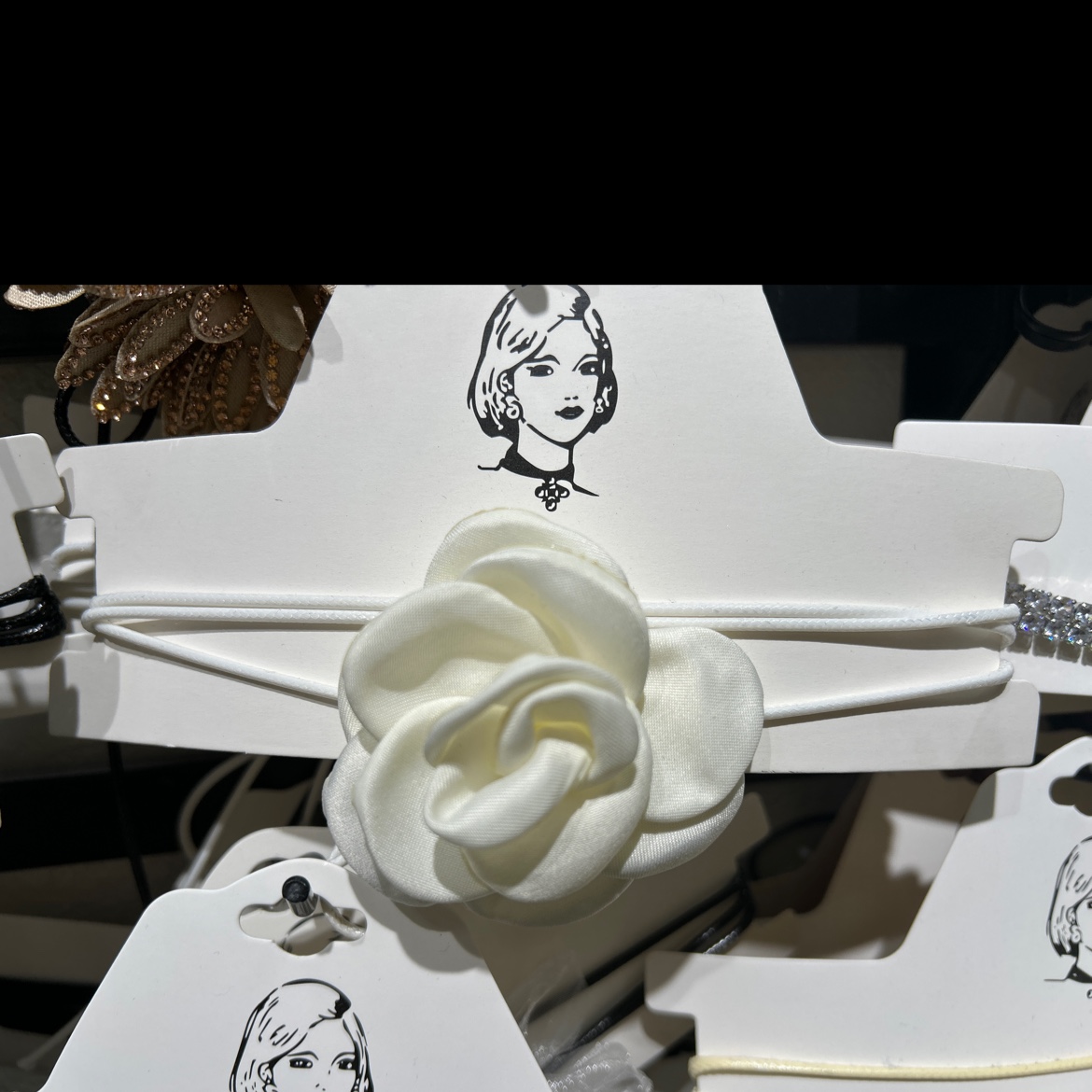 山茶花项链女配饰choker项圈黑色玫瑰花颈带脖饰颈花颈链脖子系花产品图