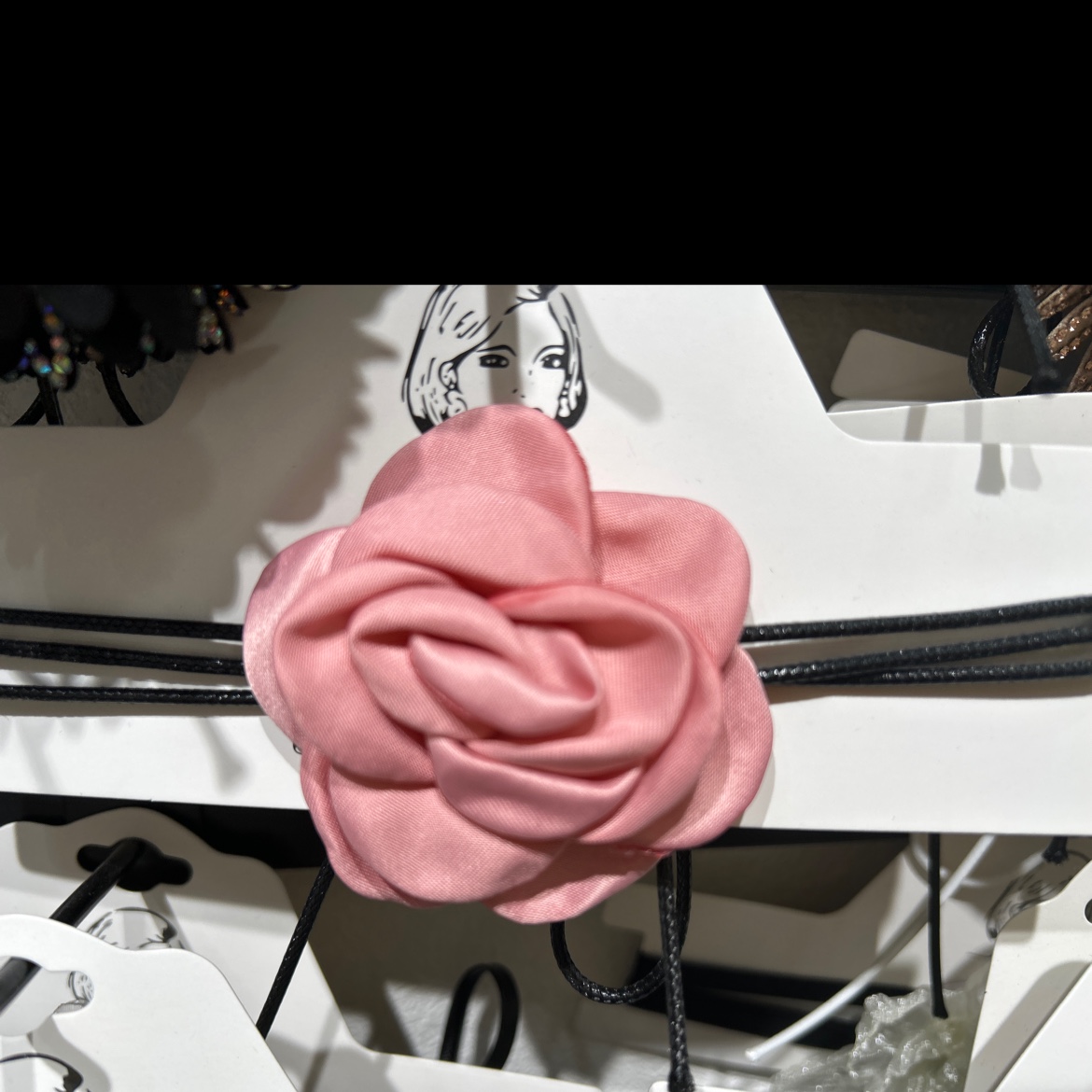 山茶花项链女配饰choker项圈黑色玫瑰花颈带脖饰颈花颈链脖子系花细节图