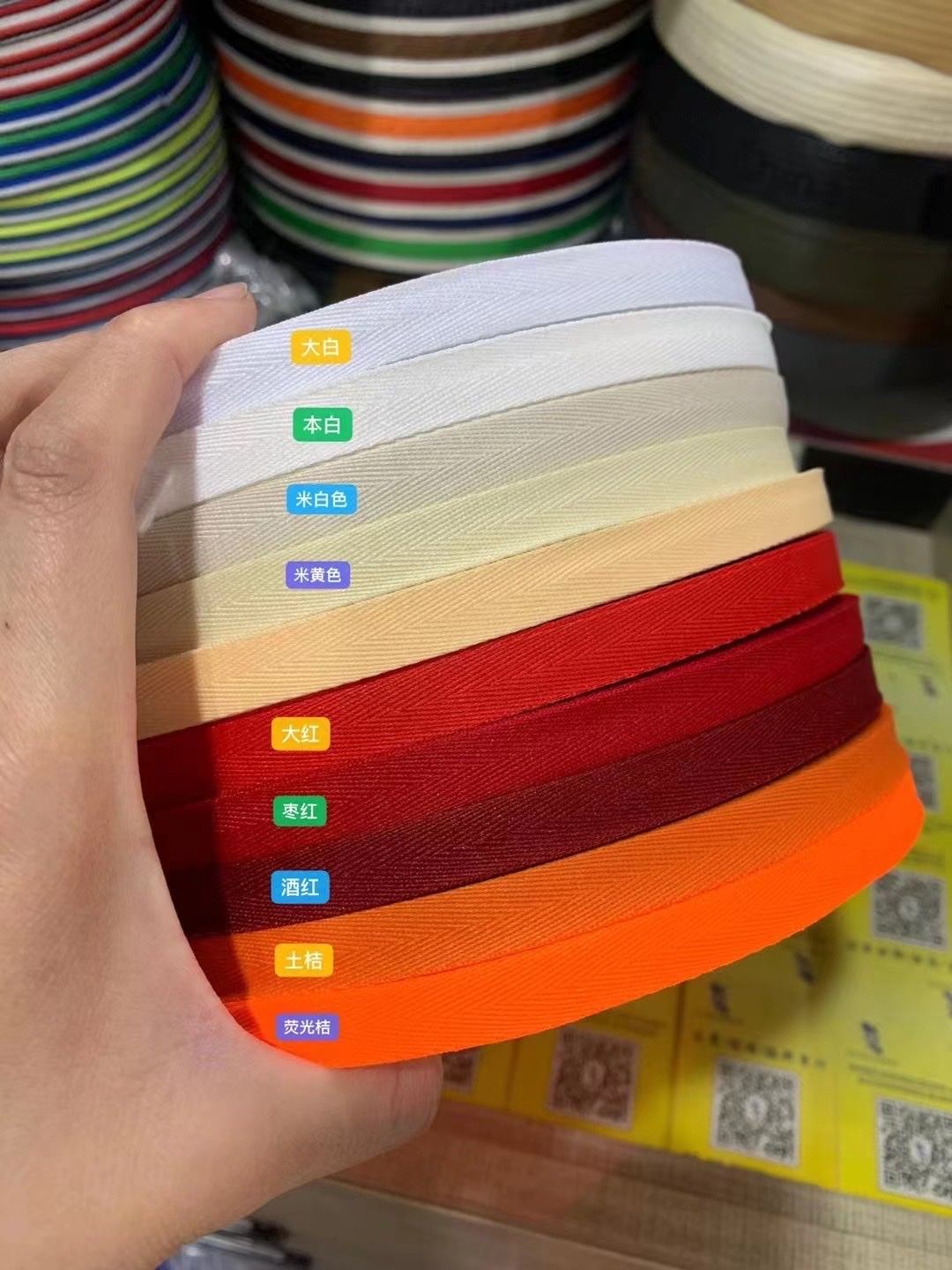 Spot Polyester Color Herringbone Woven Belt 1Cm-4Cm6 Specification Baby Clothing Piping Shoe Clothing Accessories Collar Edge