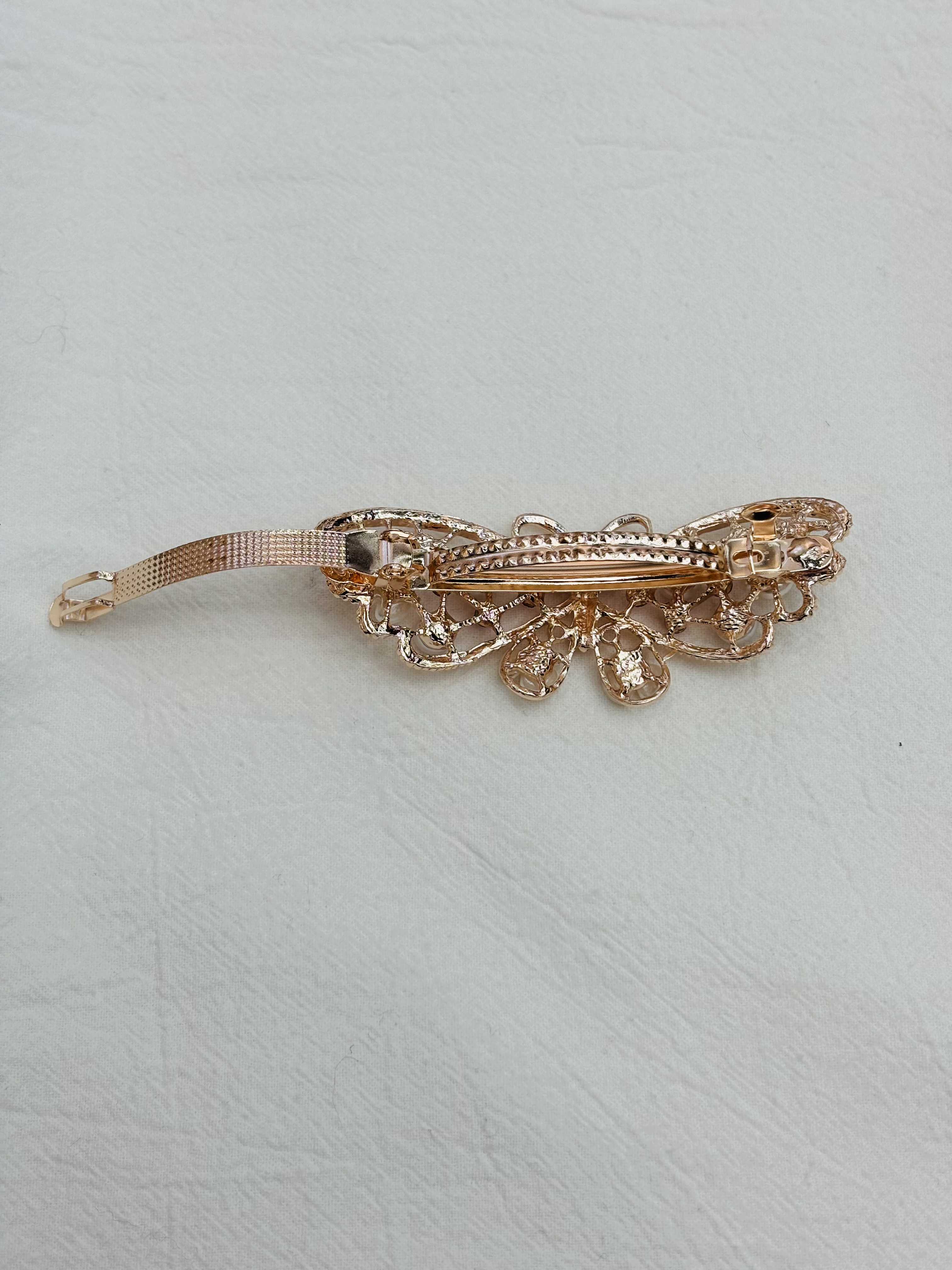 2023 Pop element 8 cm large butterfly spring clip cross clip hairpin hairpin Pearl rhindiamone rose gold silver details Picture