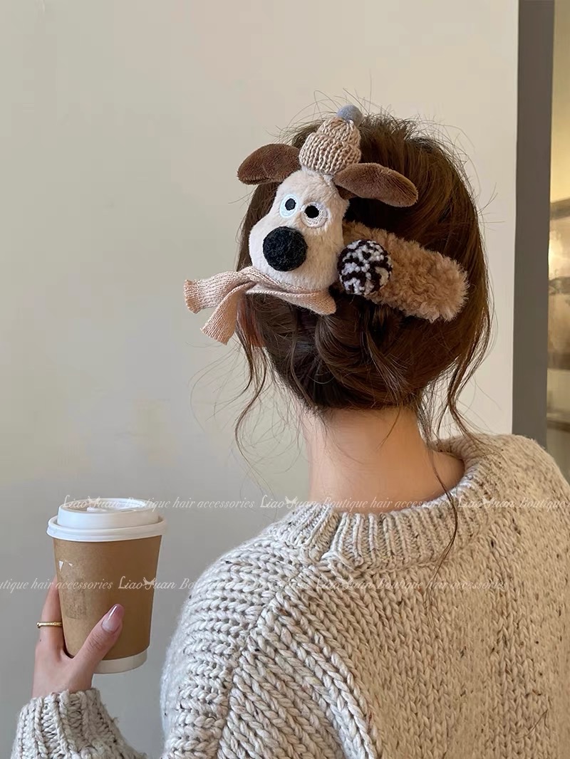有趣吱吱熊~大号毛绒发夹头饰2023新款可爱少女刘海发卡bb碎发卡