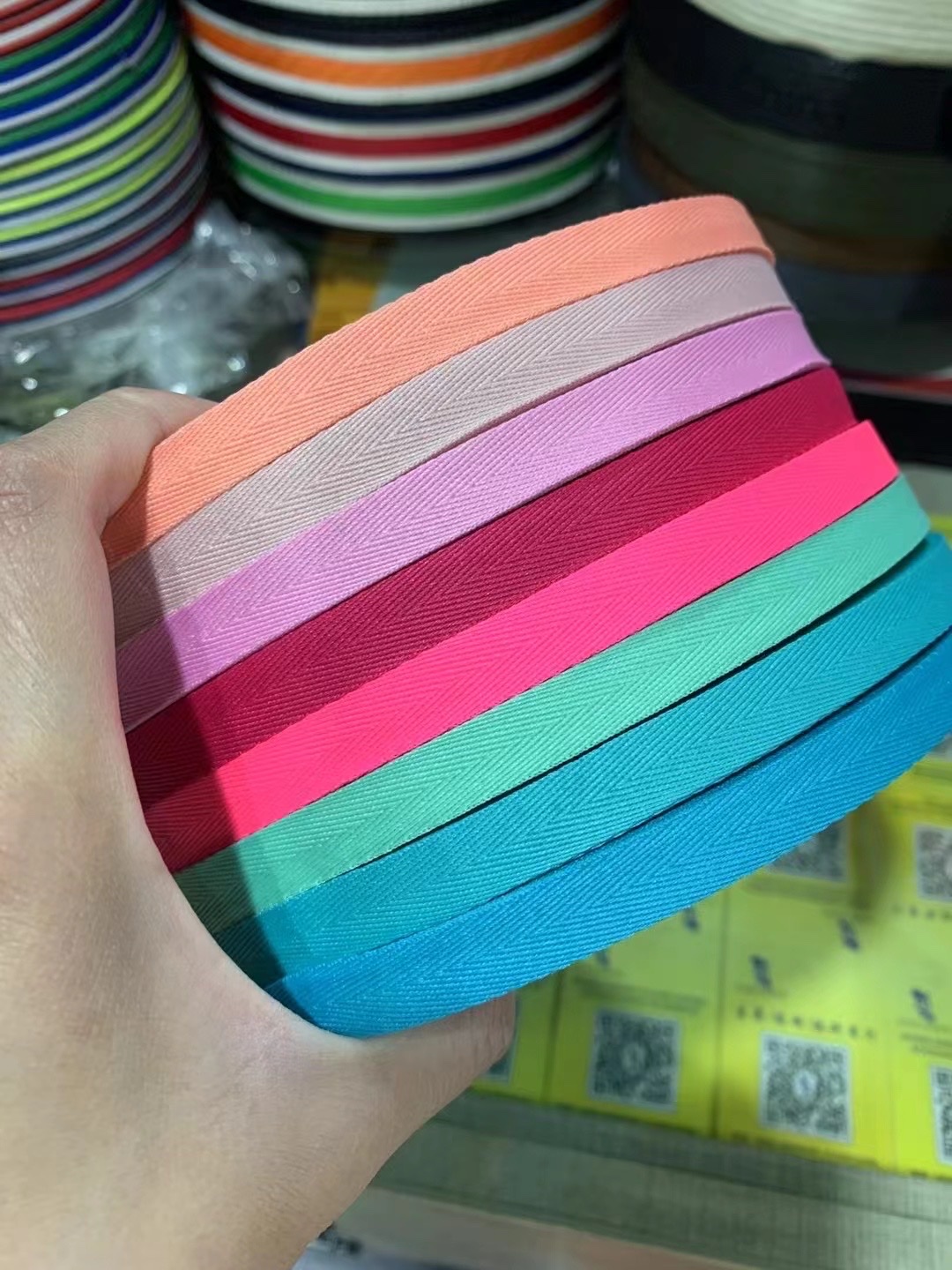 Spot Polyester Color Herringbone Woven Belt 1Cm-4Cm6 Specification Baby Clothing Piping Shoe Clothing Accessories Collar Edge Specification drawing