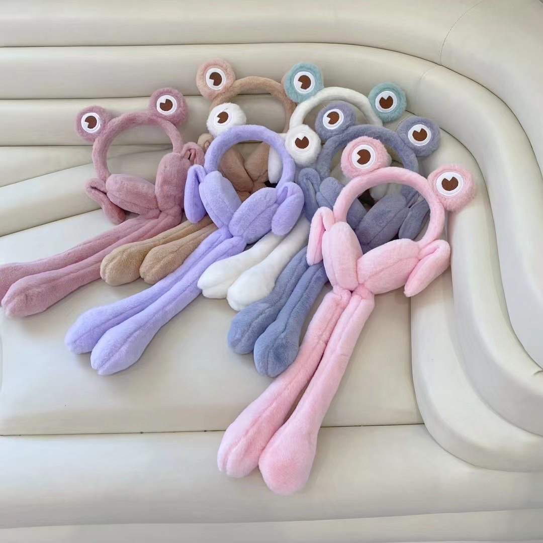 Cute airbag ear muffs with moving ears and sound are popular for winter warmth. Specification image