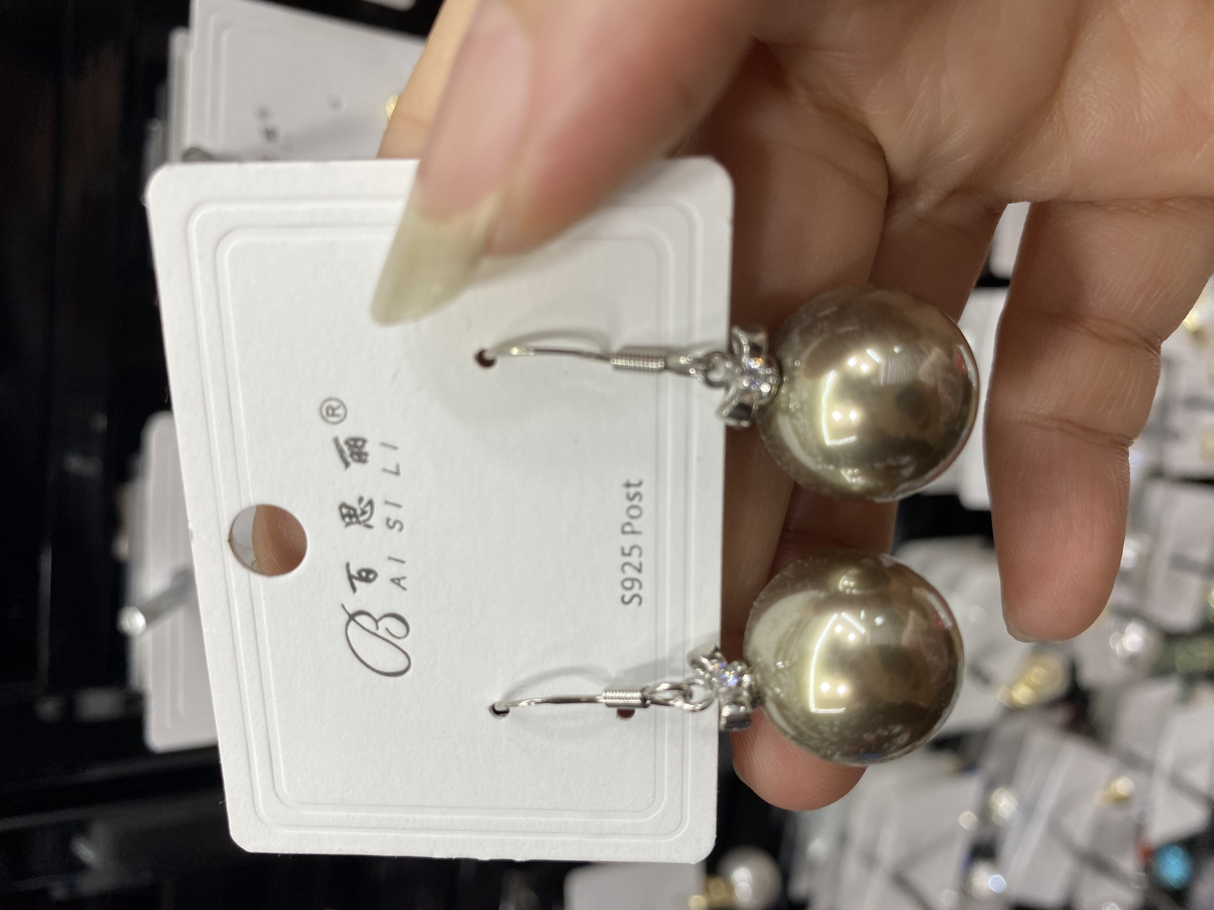 百思丽小蝴蝶结经典百搭大珍珠耳环耳钩款