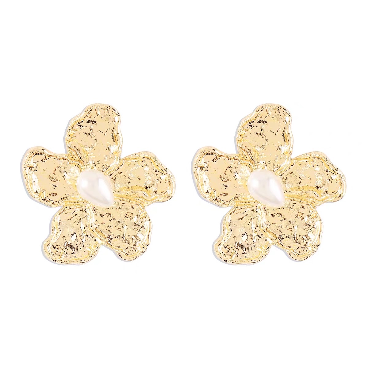 Europe And The United States Light Luxury Earrings Personality Simple Elegant Stud Trend Metallic Flower Earrings Item Picture