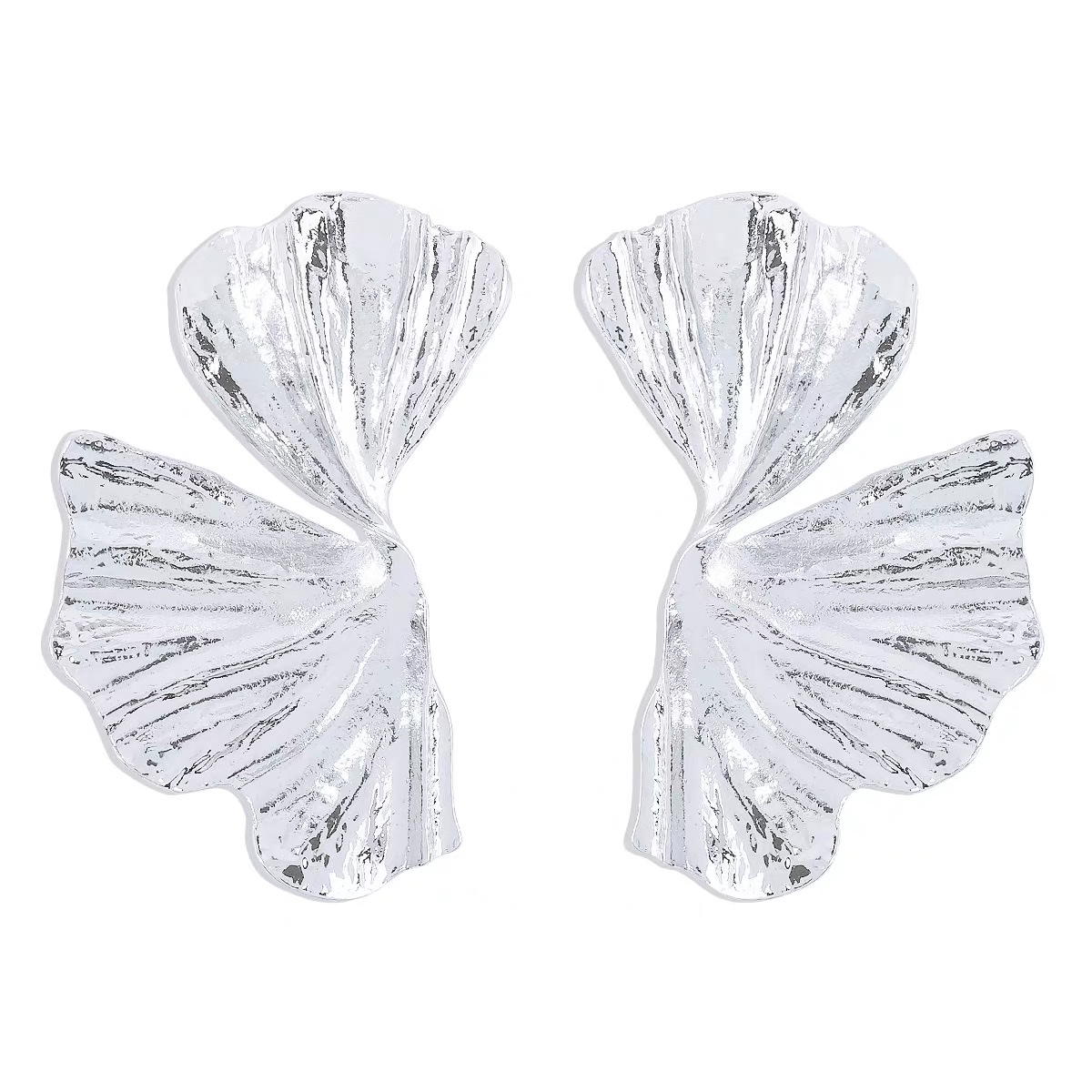 New European And American Exaggerated Retro Personality Temperament Light Luxury Silver Leaf Earrings Senior Bride Wedding Dress Earrings details Picture