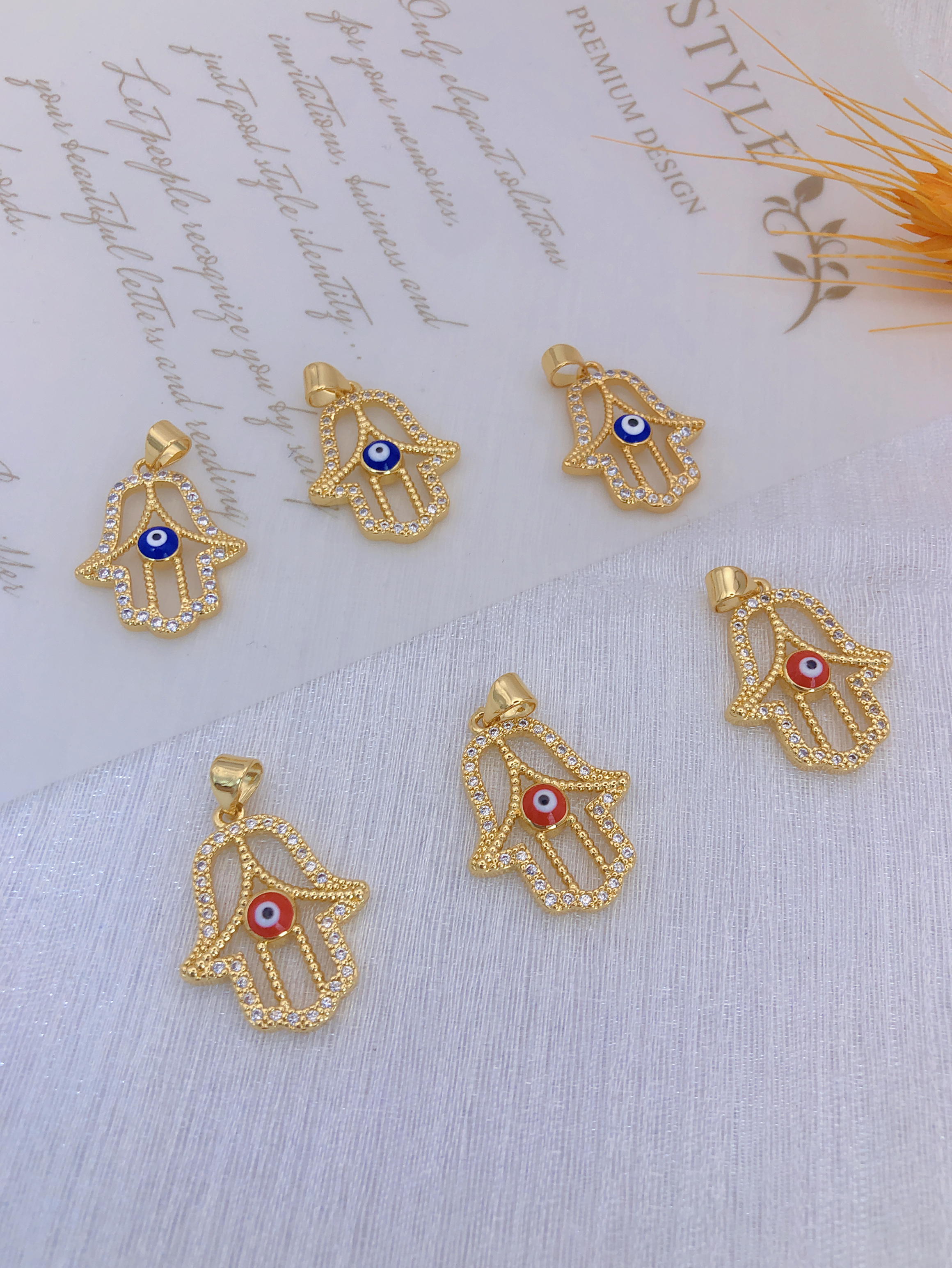 Copper micro-inlaid accessories Dripping oil pendant palm copper gold-plated accessories European and American cross-border jewelry thumbnail
