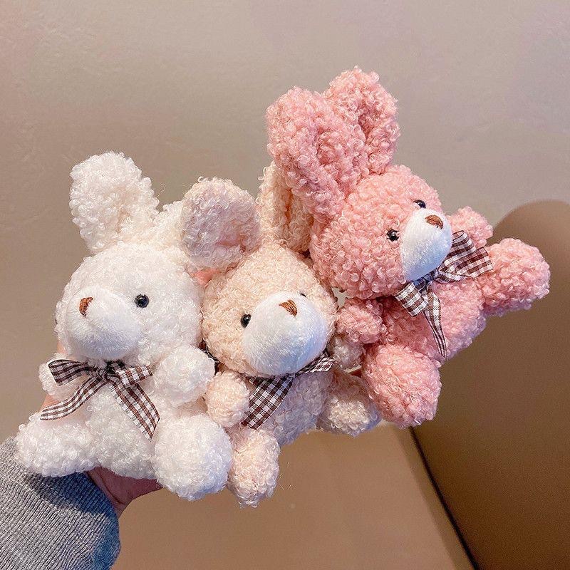 Wholesale of cartoon cute bow tie sitting little rabbit dolls, children's toys, plush pendants, backpacks, key clasp dolls Specification image